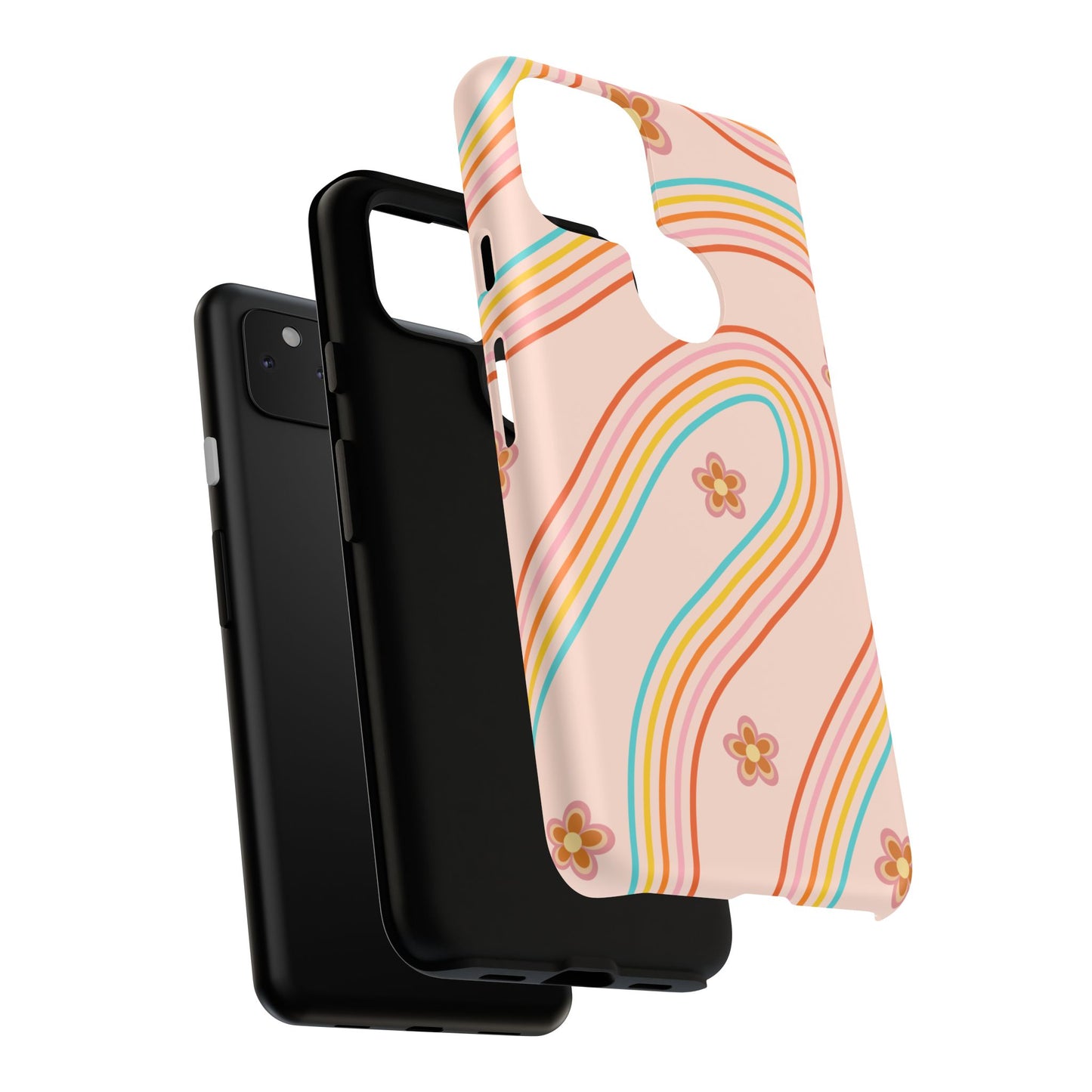 Retro Rainbow Phone Case - Tough & Stylish Floral Design