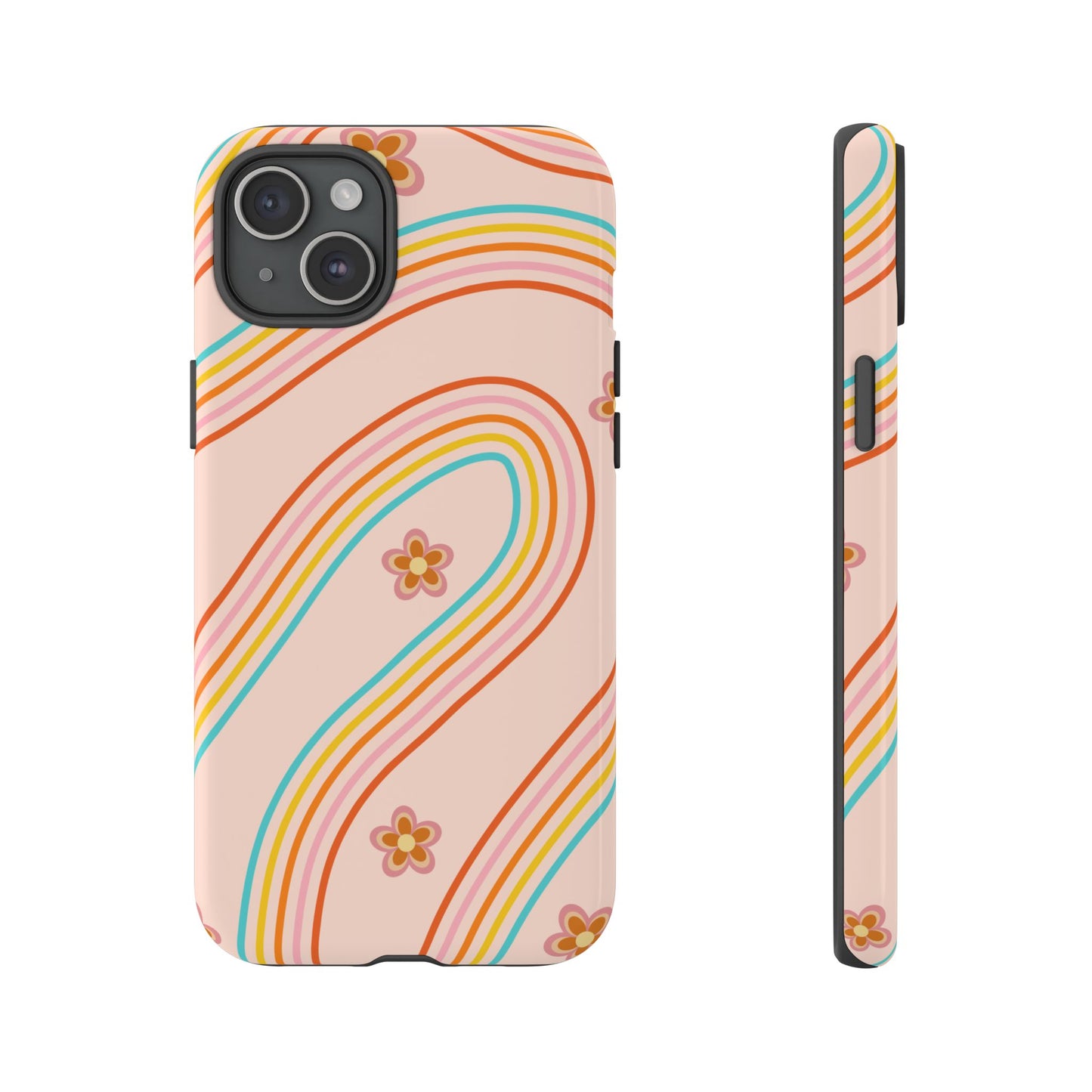 Retro Rainbow Phone Case - Tough & Stylish Floral Design