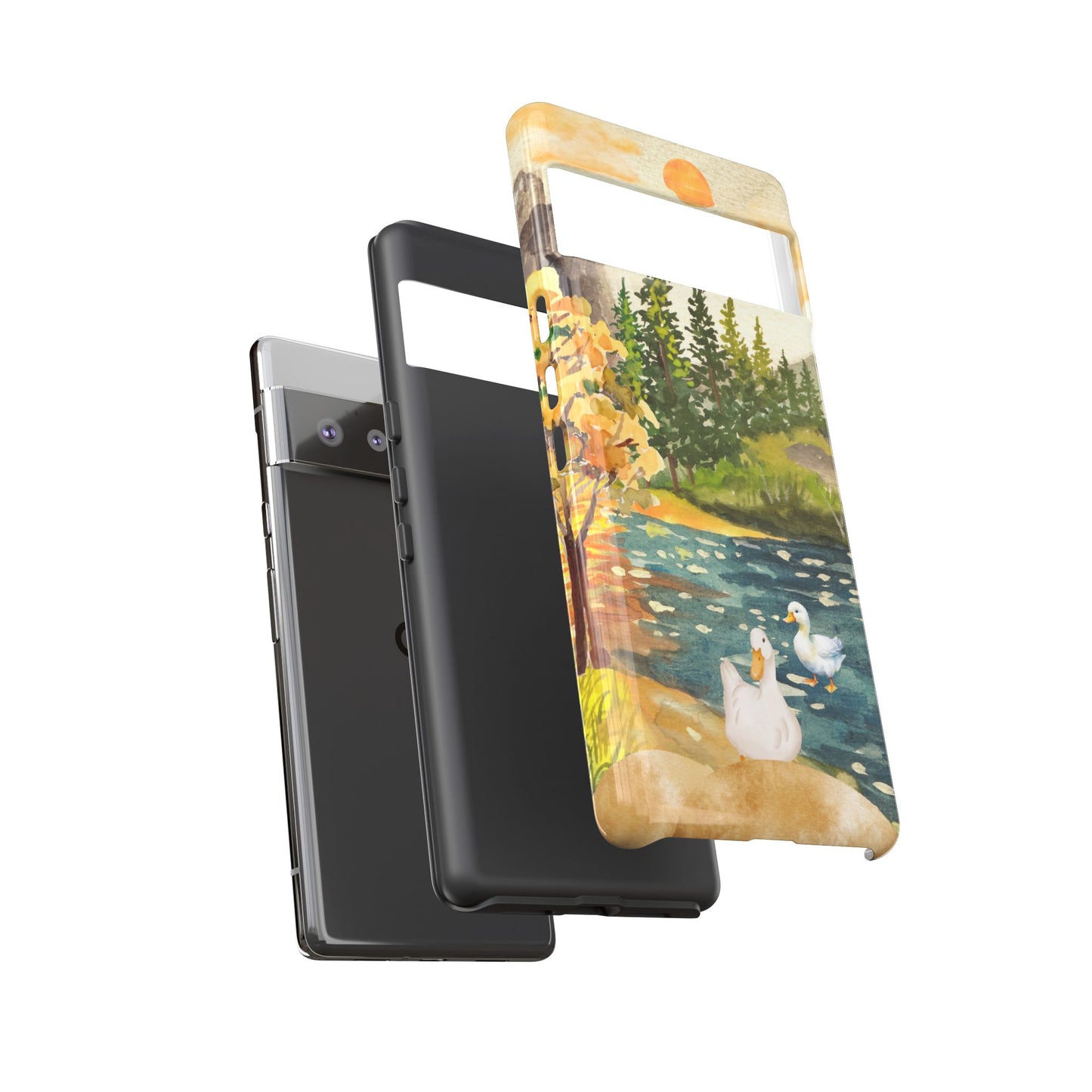 Artistic Phone Case with Ducks and Nature Scene
