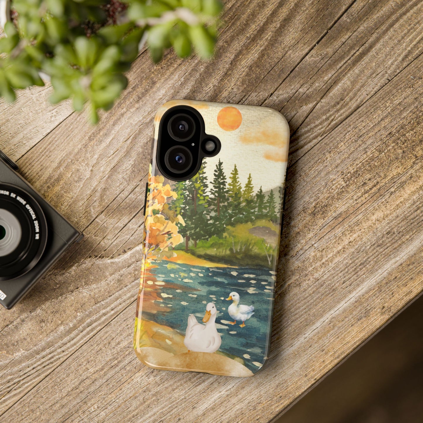 Artistic Phone Case with Ducks and Nature Scene