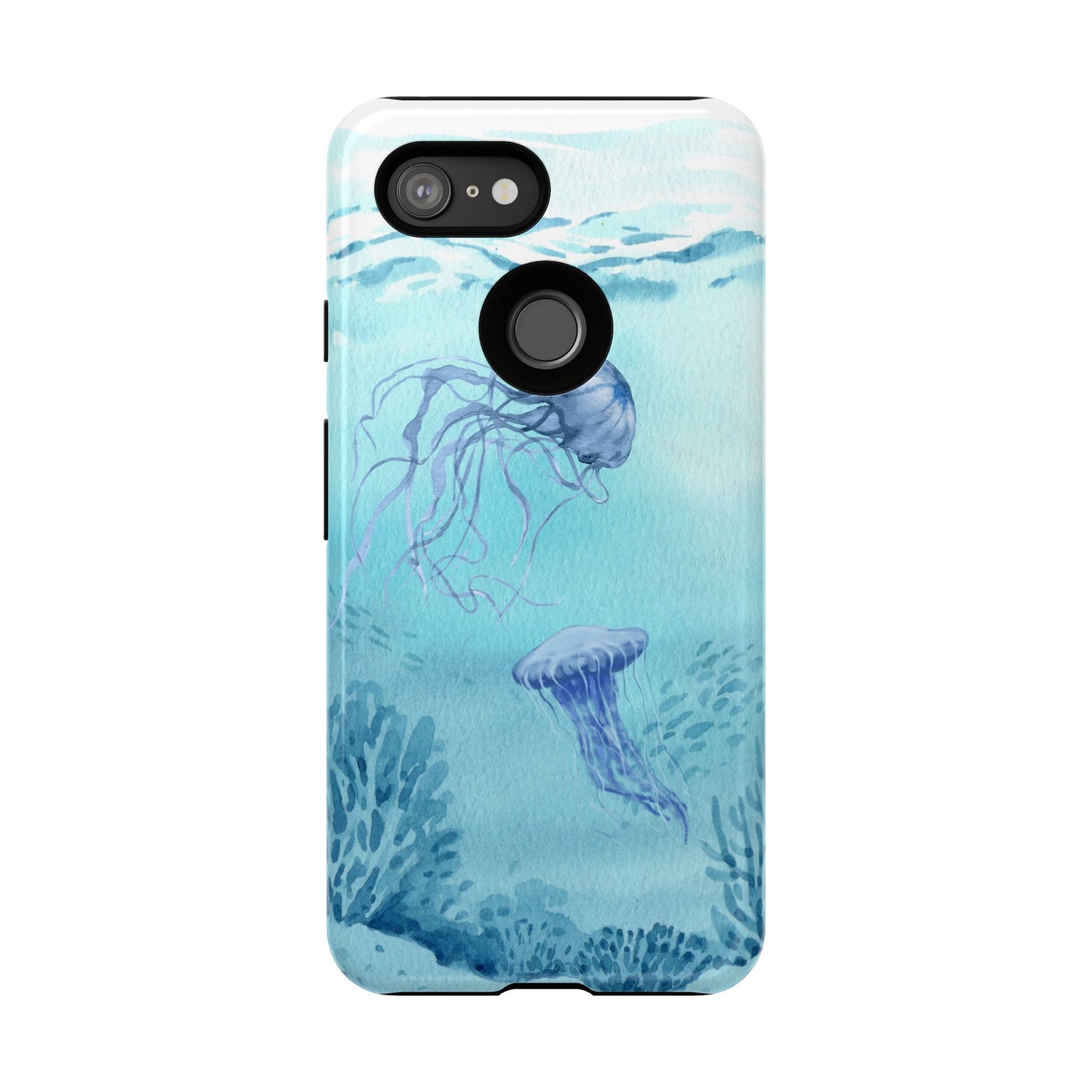 Ocean-Inspired Tough Phone Case with Jellyfish Design