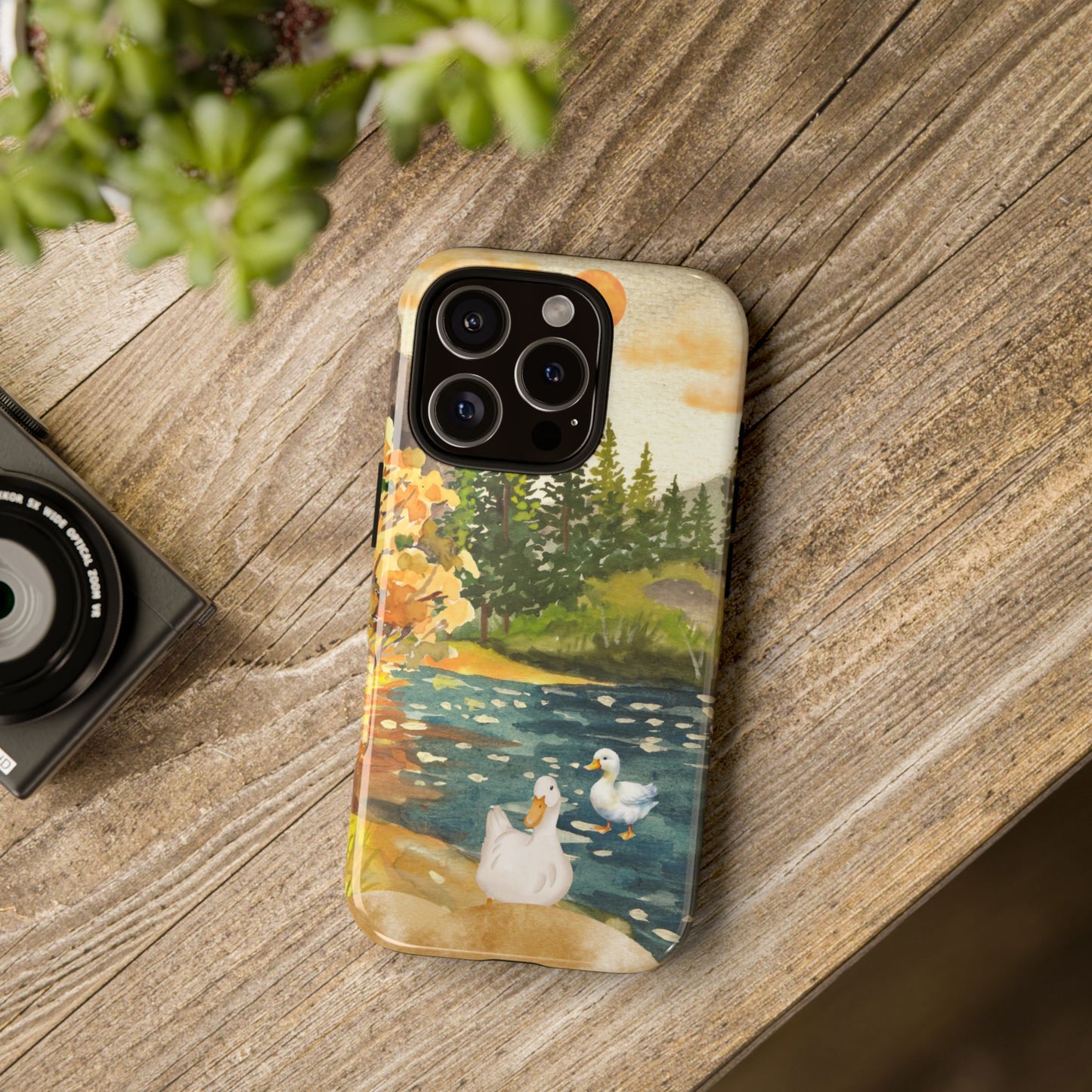 Artistic Phone Case with Ducks and Nature Scene