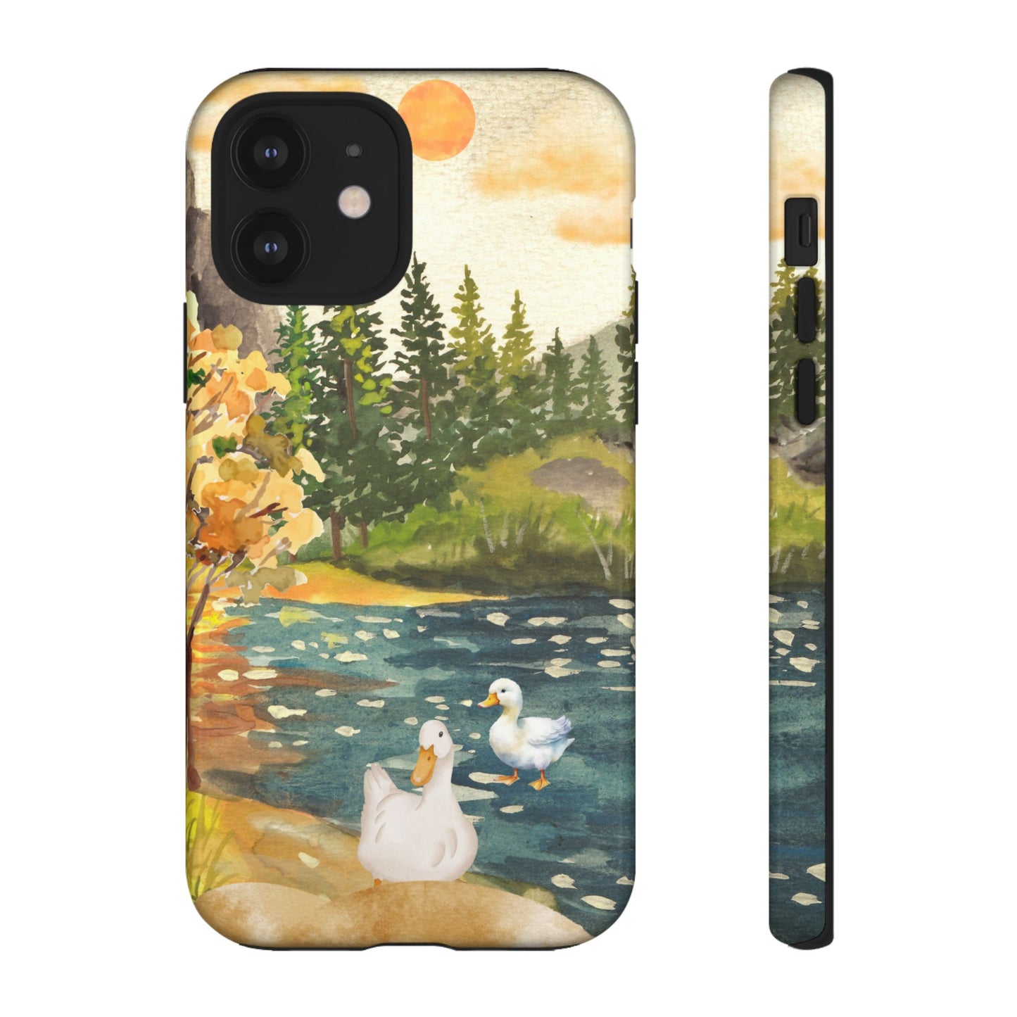 Artistic Phone Case with Ducks and Nature Scene
