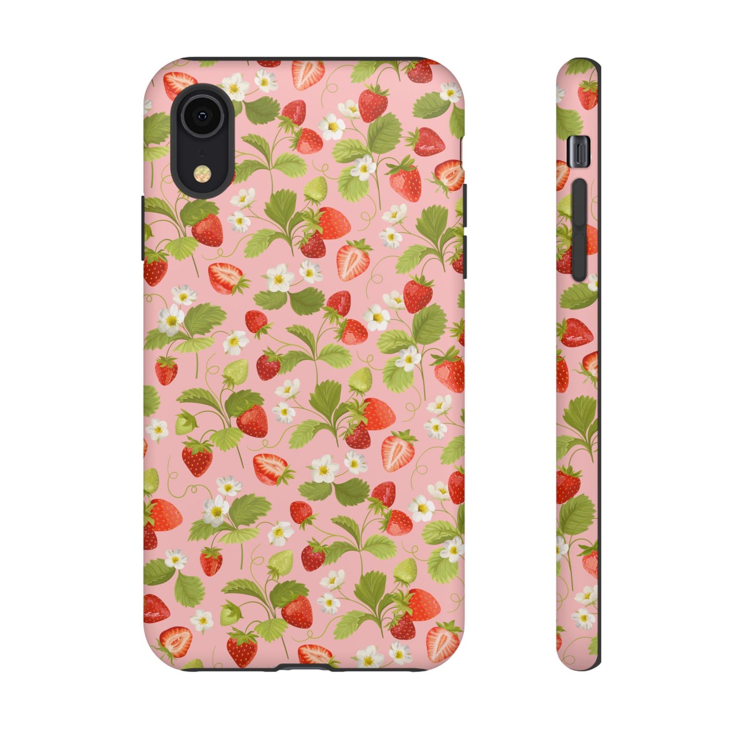 Strawberry Floral Tough Case - Cute Berry Pattern Phone Cover