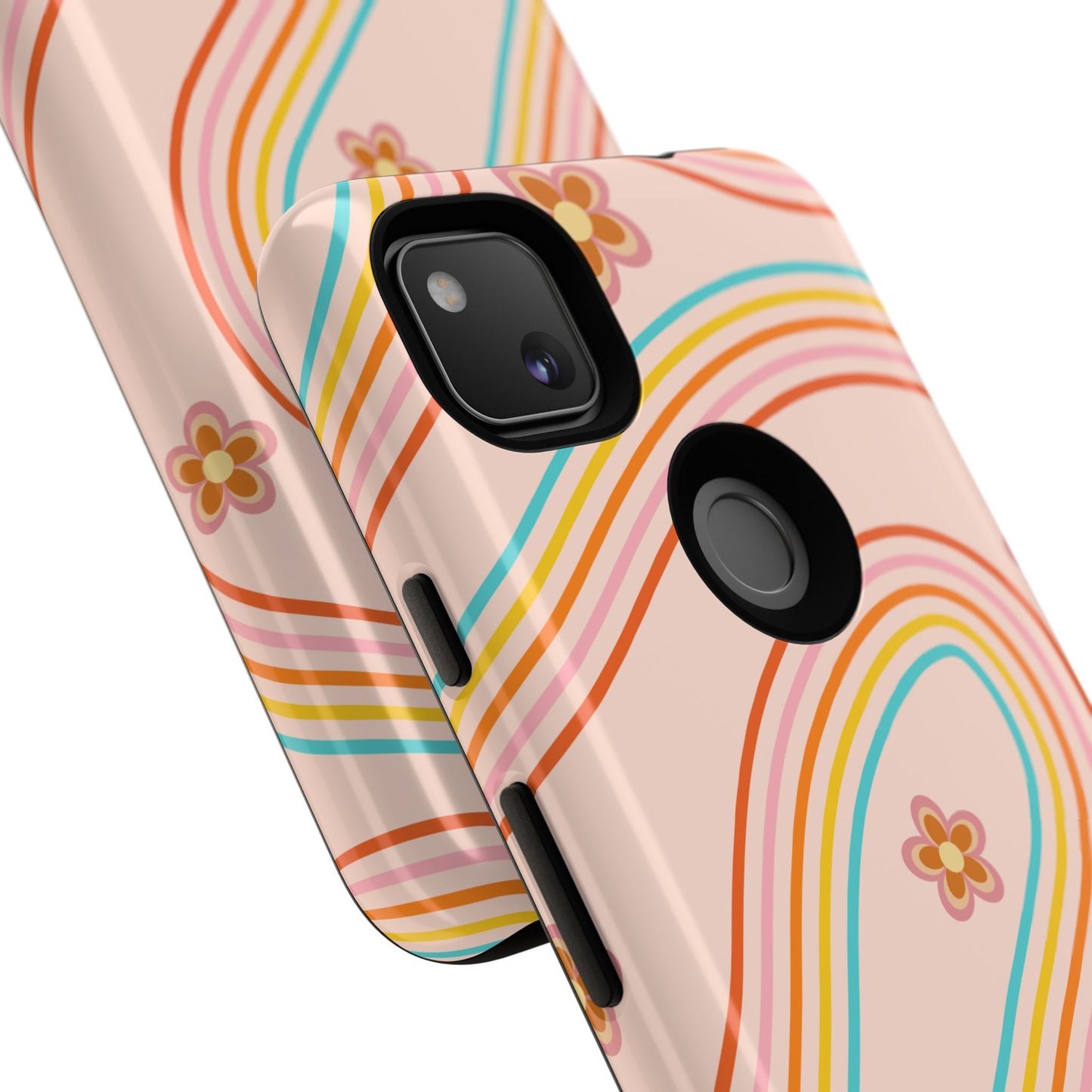 Retro Rainbow Phone Case - Tough & Stylish Floral Design