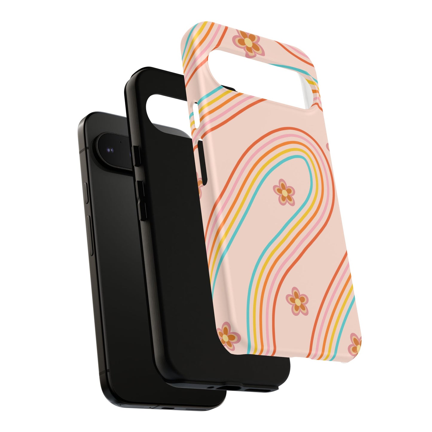 Retro Rainbow Phone Case - Tough & Stylish Floral Design