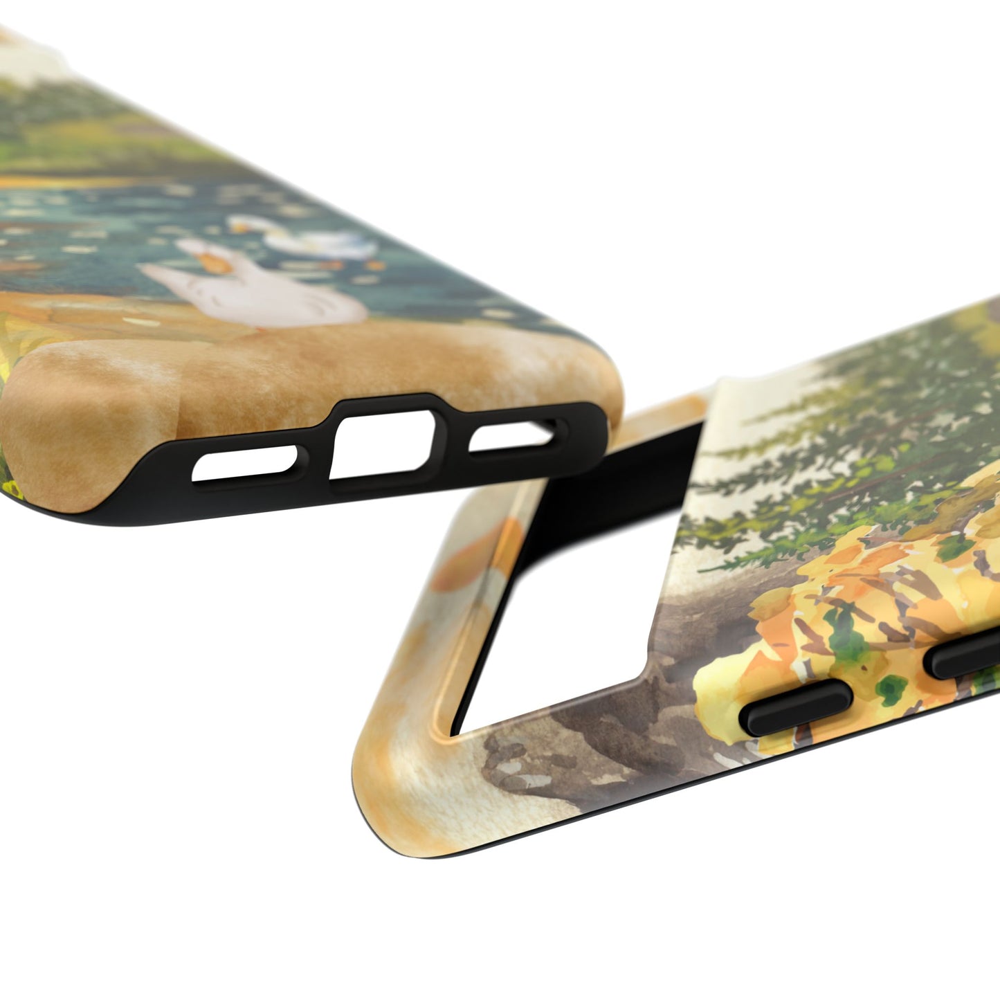 Artistic Phone Case with Ducks and Nature Scene
