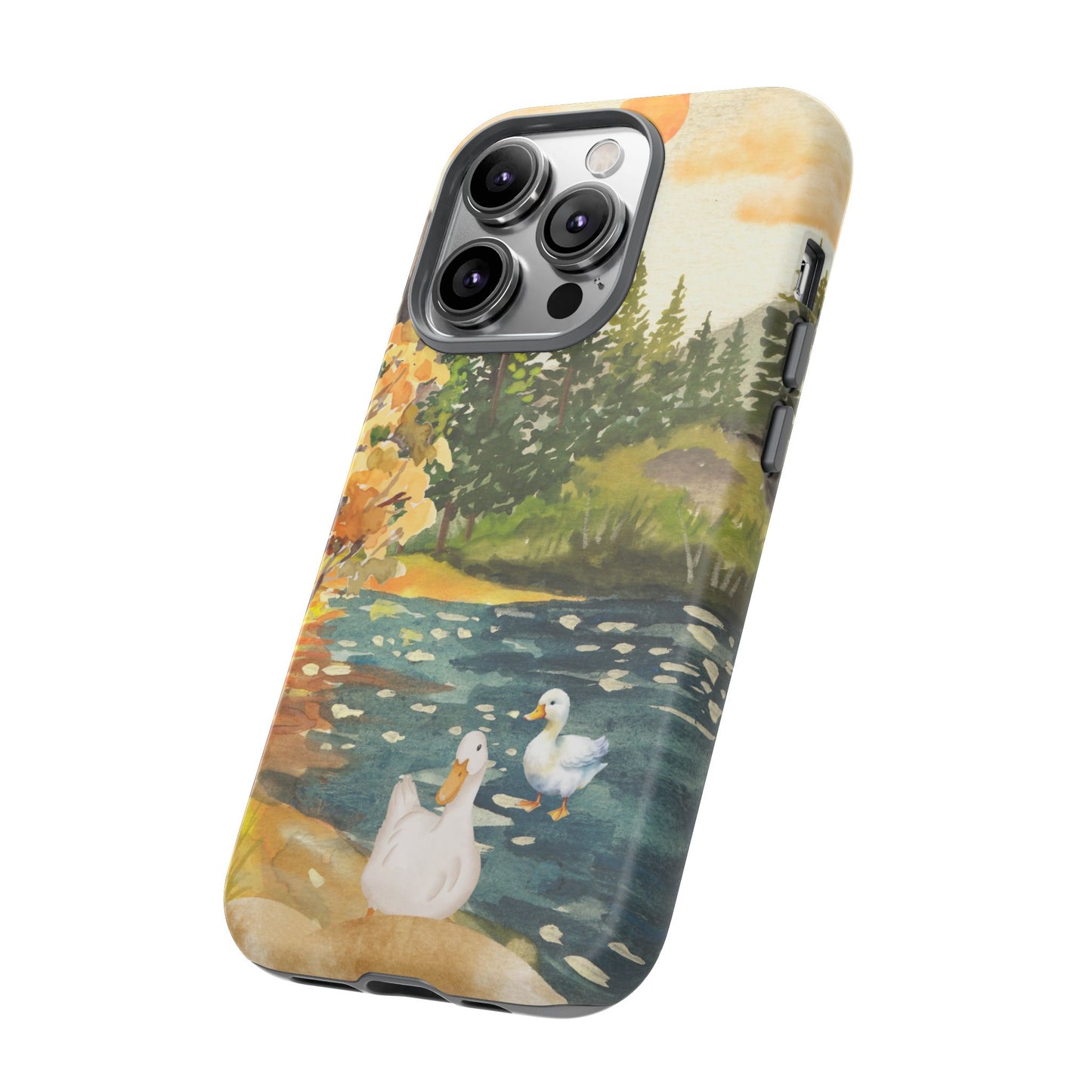 Artistic Phone Case with Ducks and Nature Scene