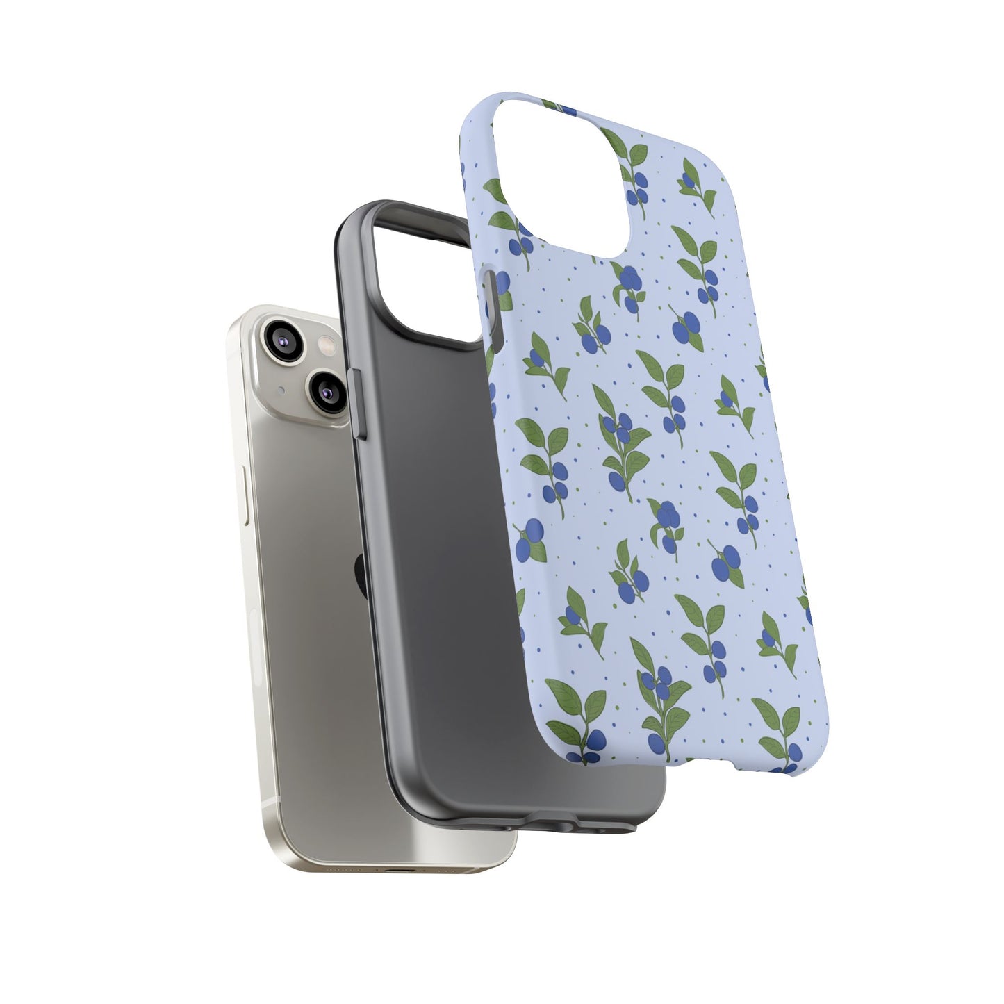 Floral Tough Phone Case - Blueberry Blossom Design