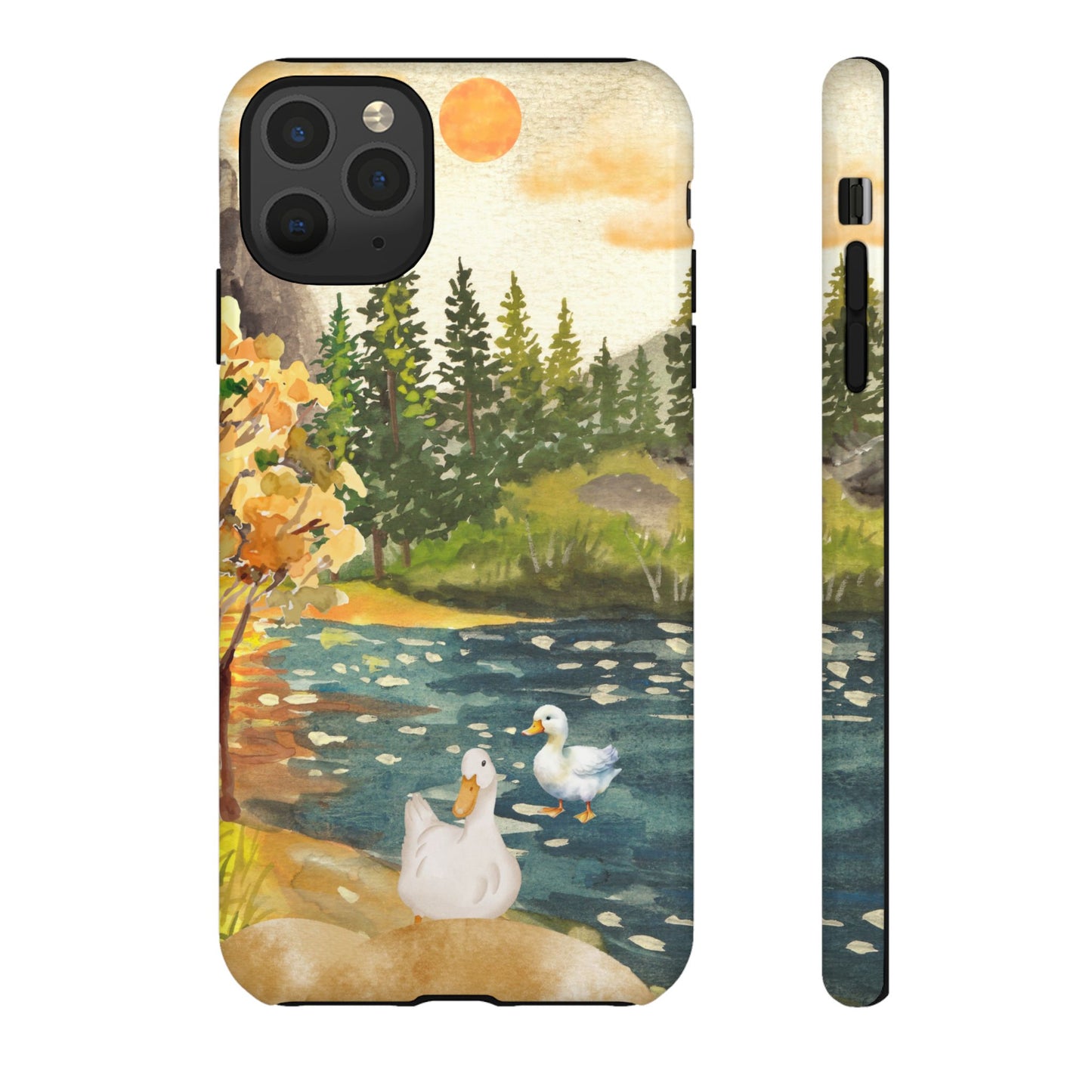 Artistic Phone Case with Ducks and Nature Scene