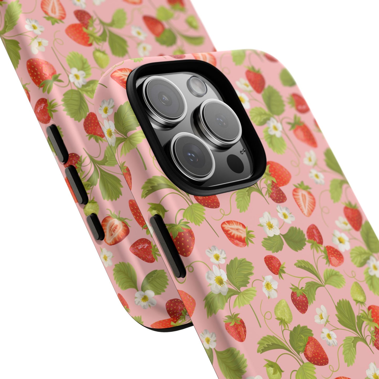 Strawberry Floral Tough Case - Cute Berry Pattern Phone Cover