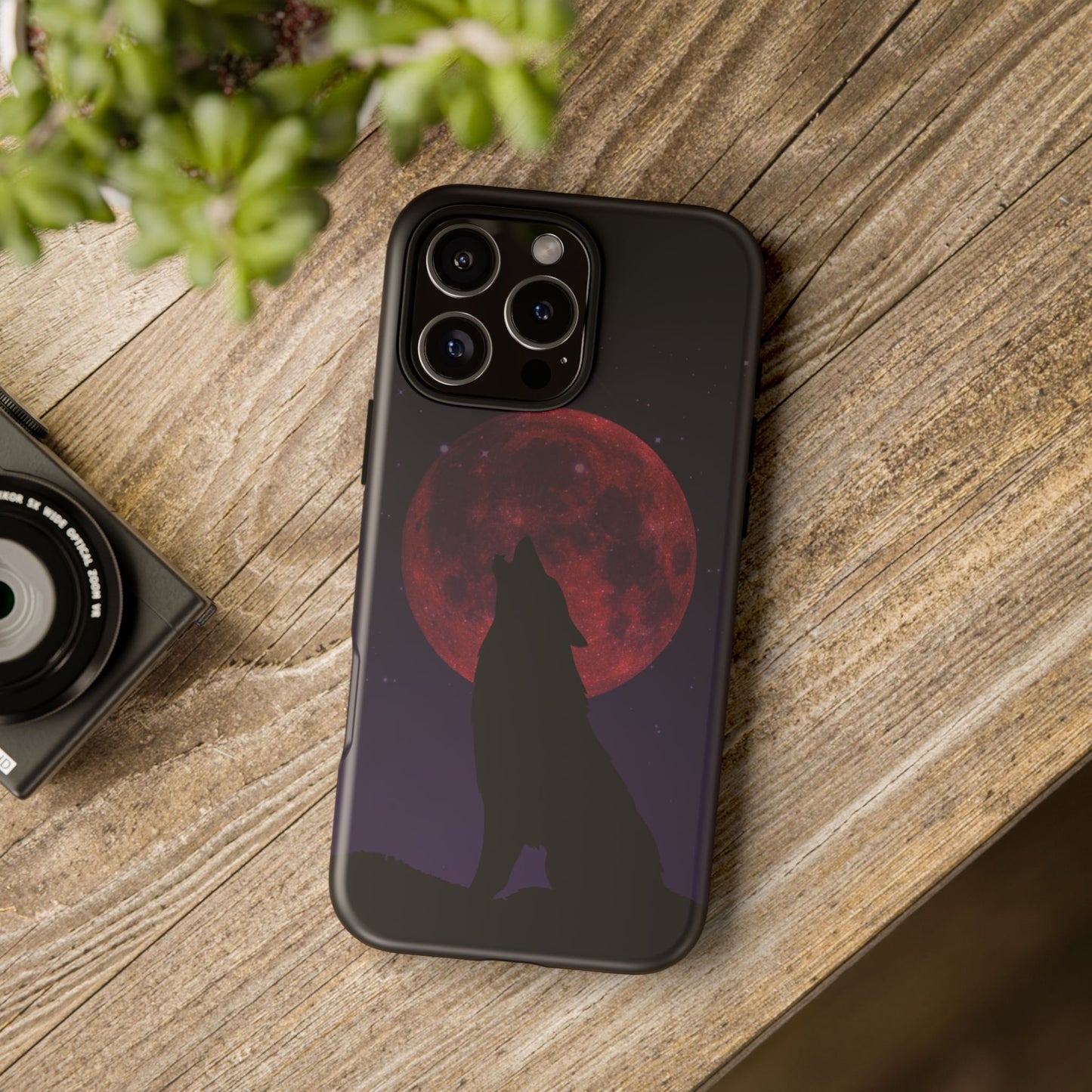 Wolf Howling at Blood Moon Phone Case - Tough & Stylish Protector