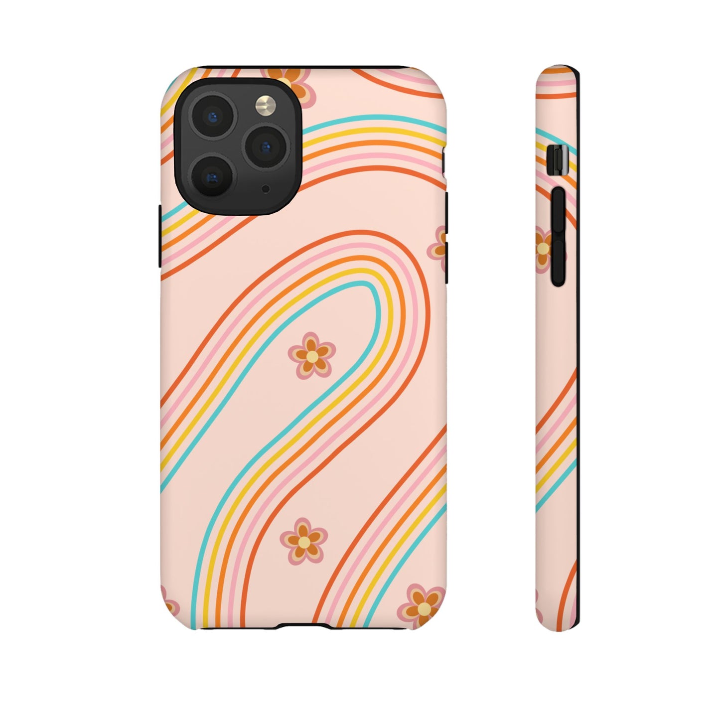 Retro Rainbow Phone Case - Tough & Stylish Floral Design