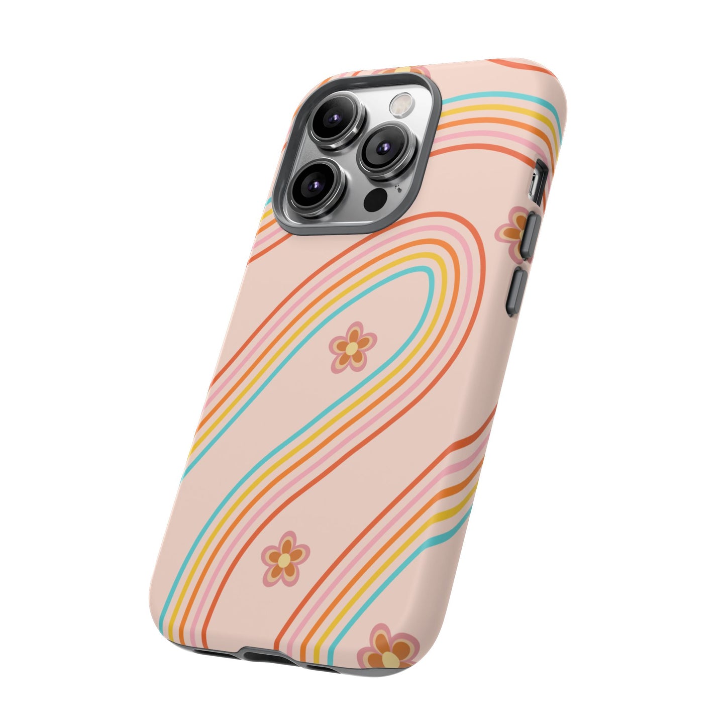 Retro Rainbow Phone Case - Tough & Stylish Floral Design