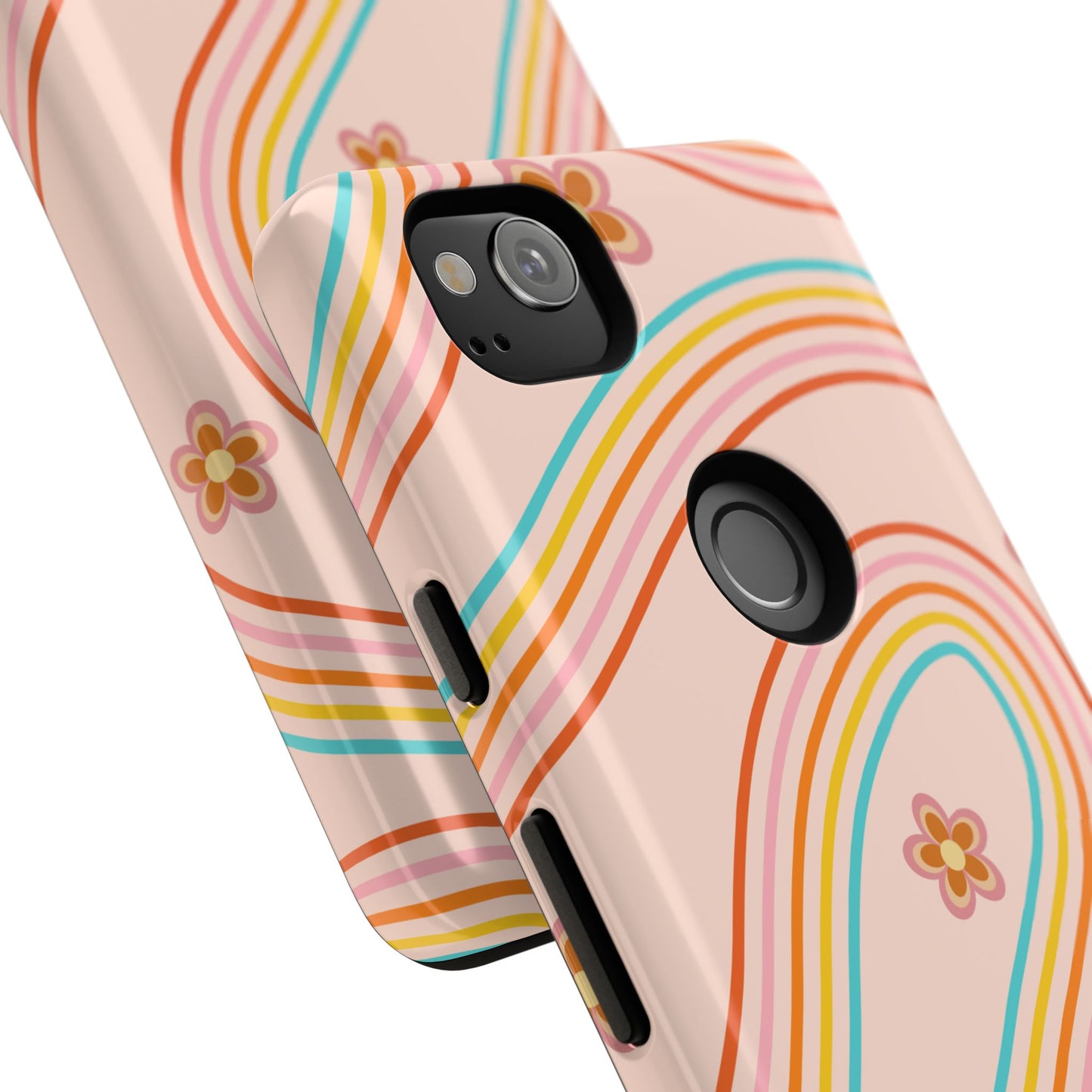 Retro Rainbow Phone Case - Tough & Stylish Floral Design