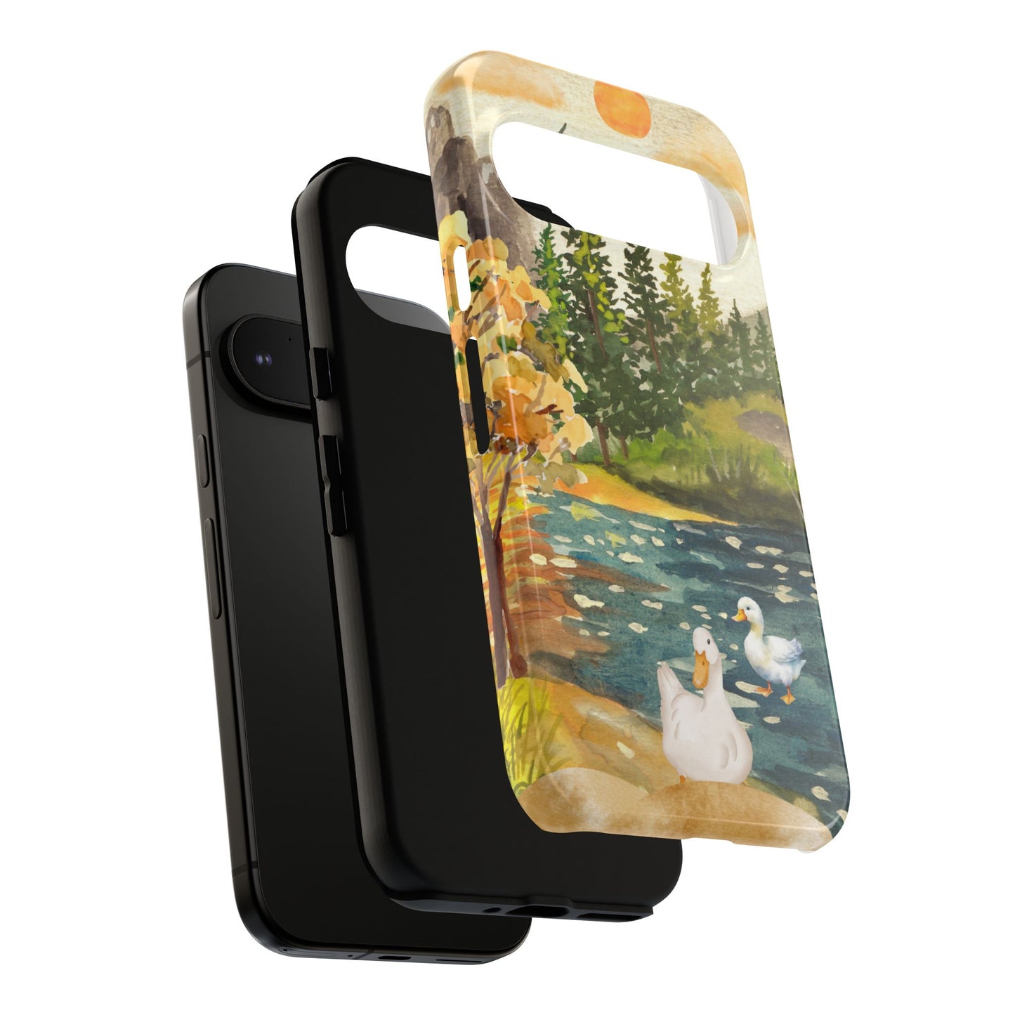 Artistic Phone Case with Ducks and Nature Scene