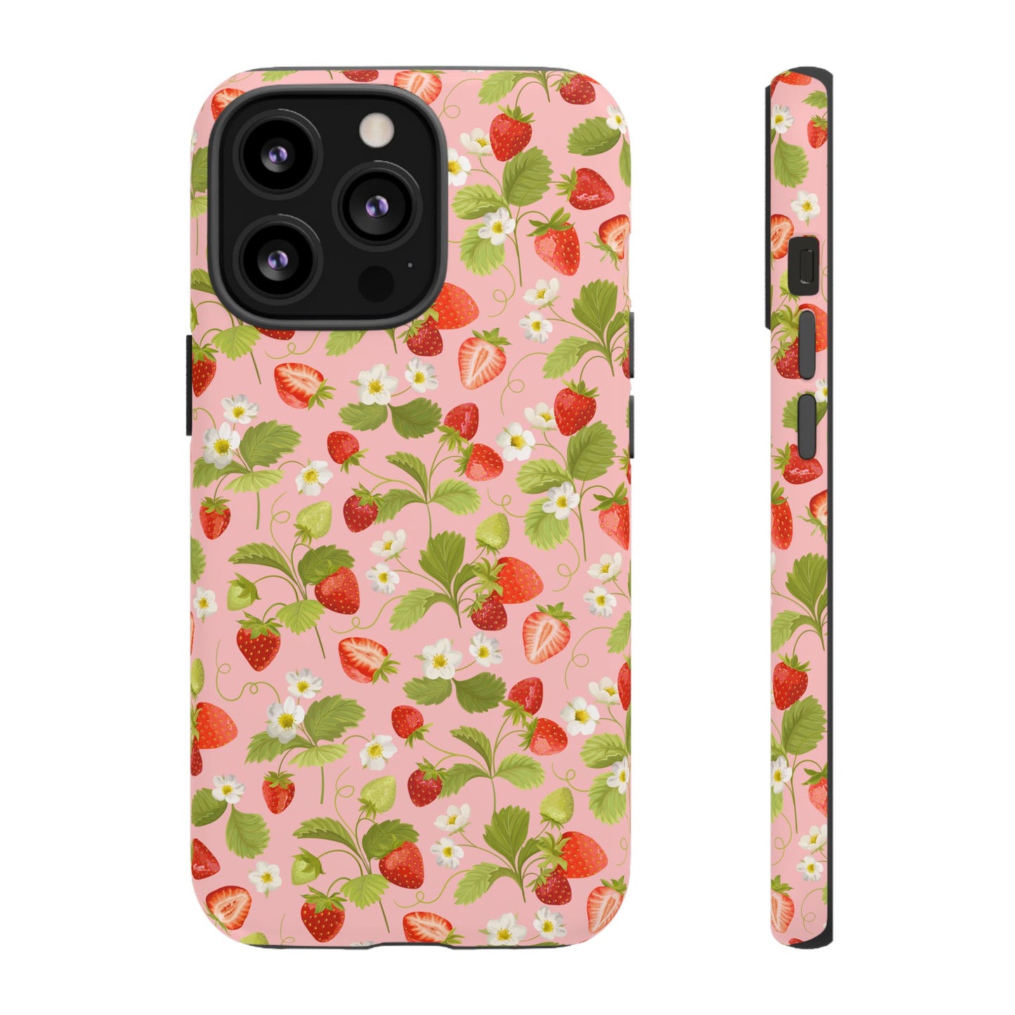 Strawberry Floral Tough Case - Cute Berry Pattern Phone Cover