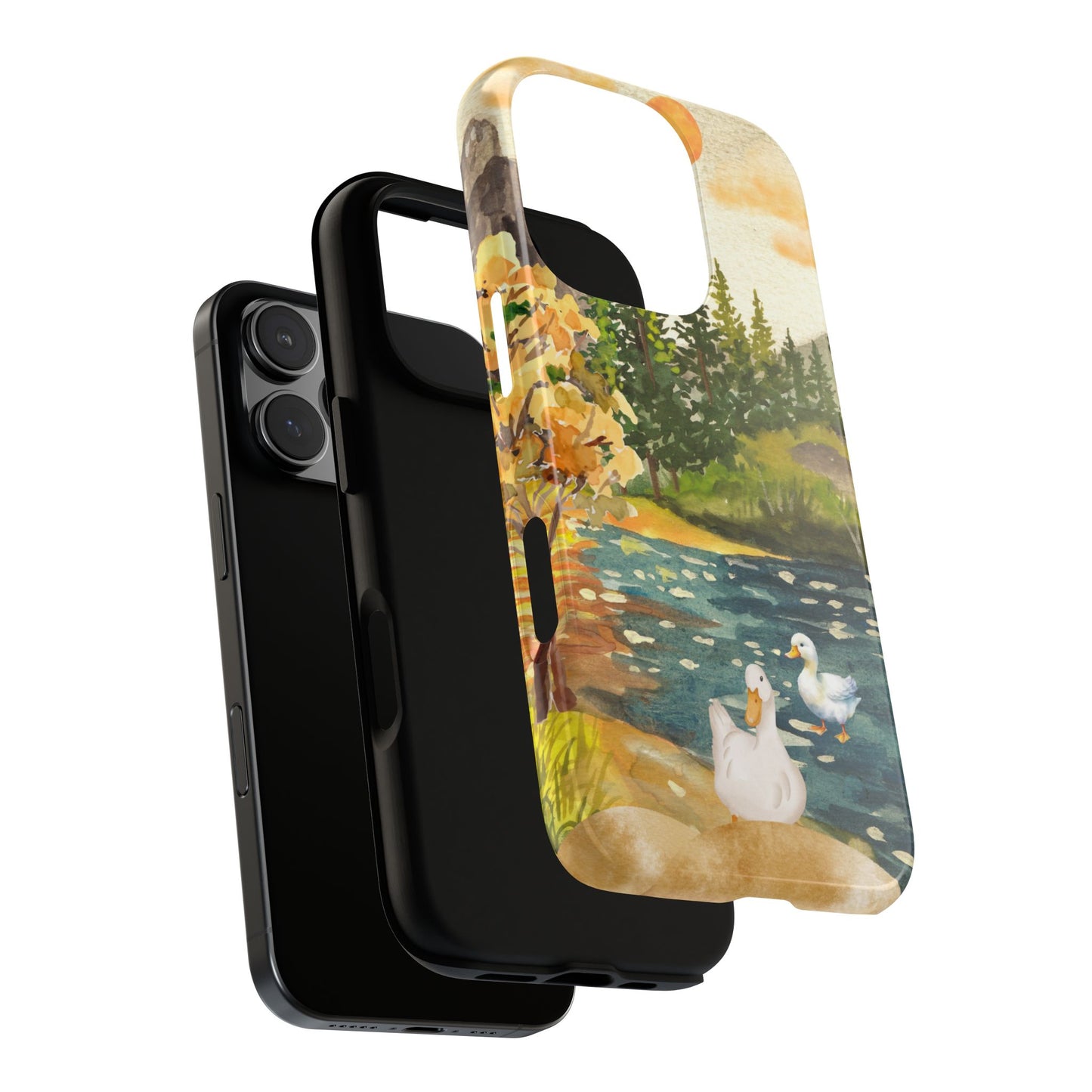 Artistic Phone Case with Ducks and Nature Scene