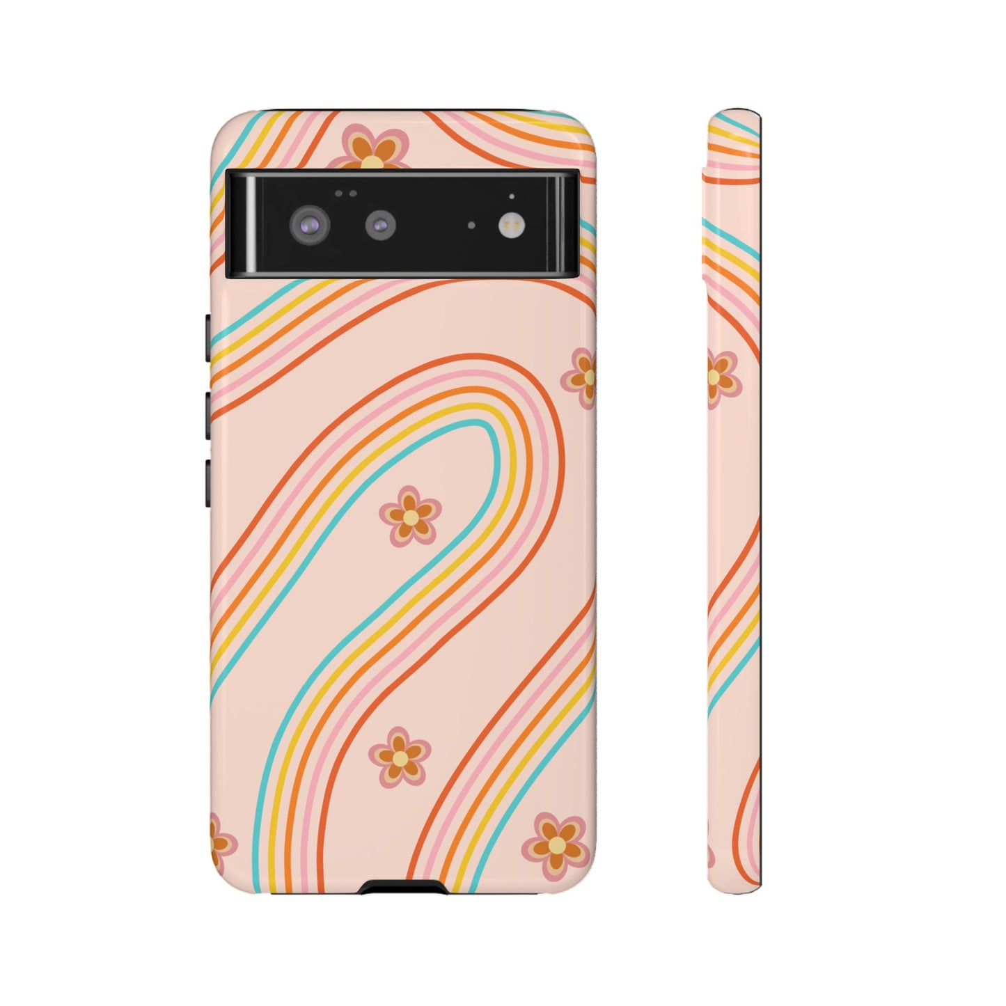 Retro Rainbow Phone Case - Tough & Stylish Floral Design