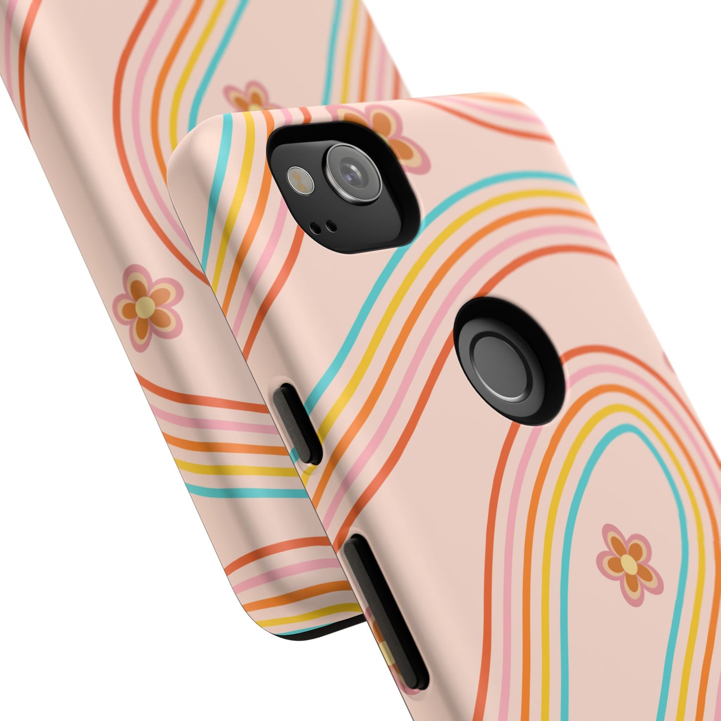 Retro Rainbow Phone Case - Tough & Stylish Floral Design