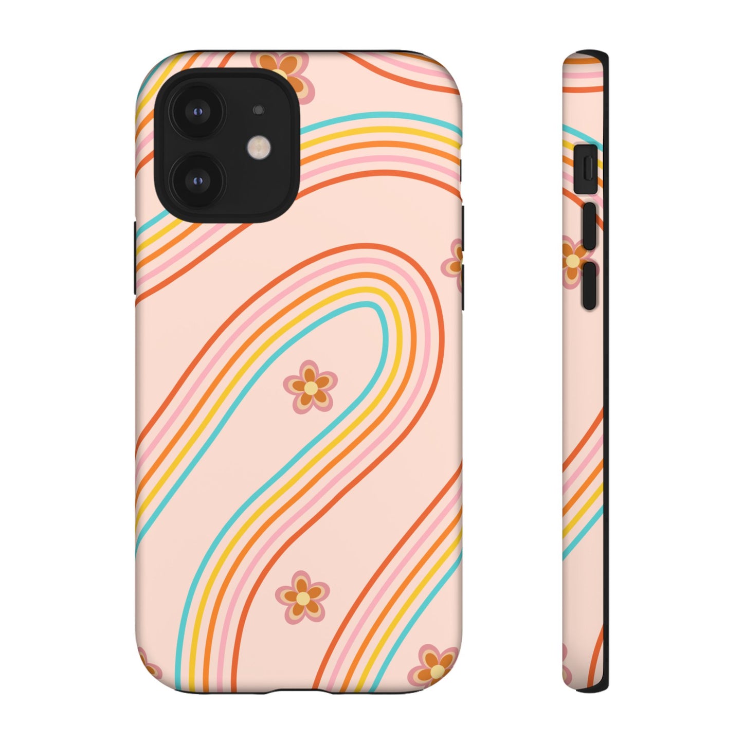 Retro Rainbow Phone Case - Tough & Stylish Floral Design
