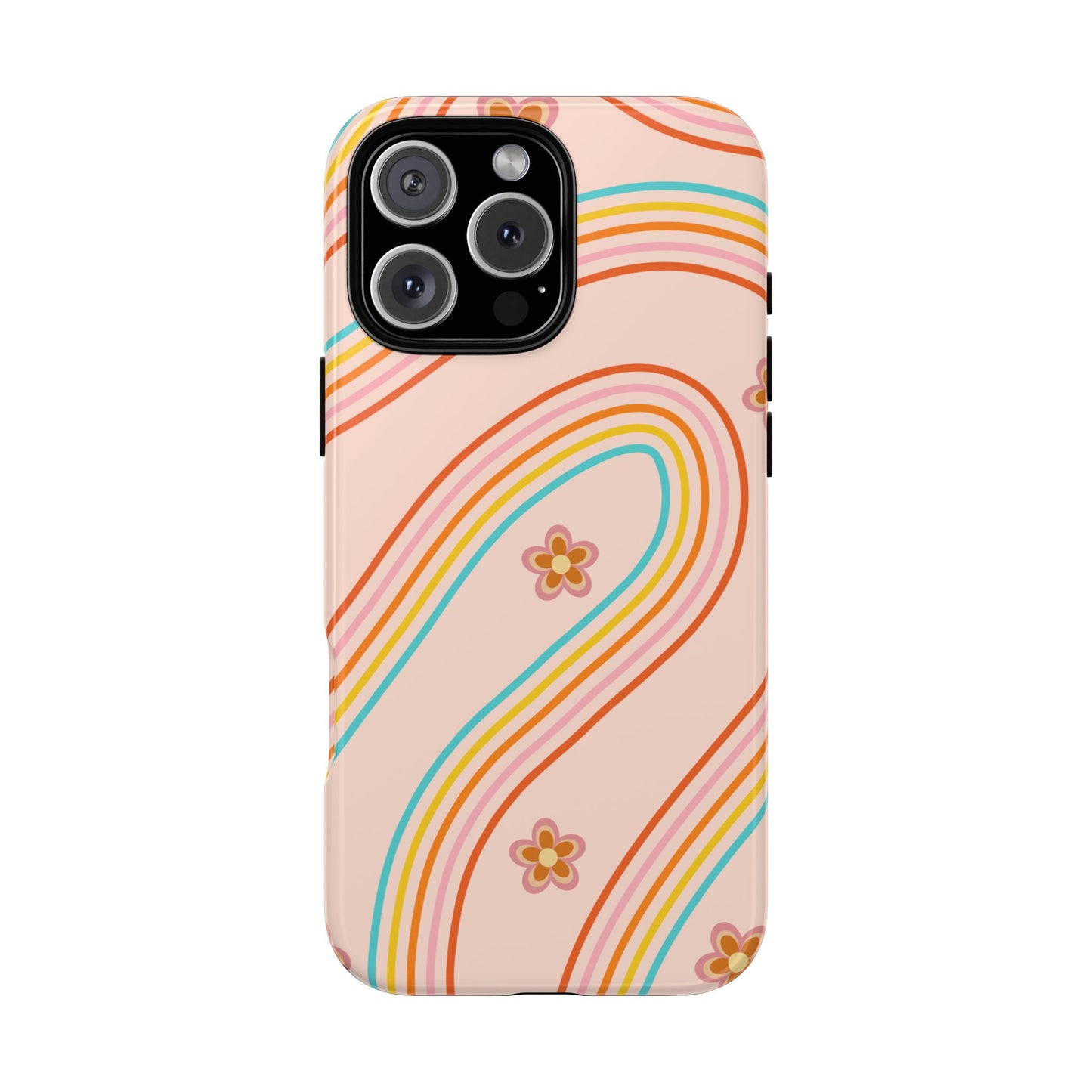Retro Rainbow Phone Case - Tough & Stylish Floral Design