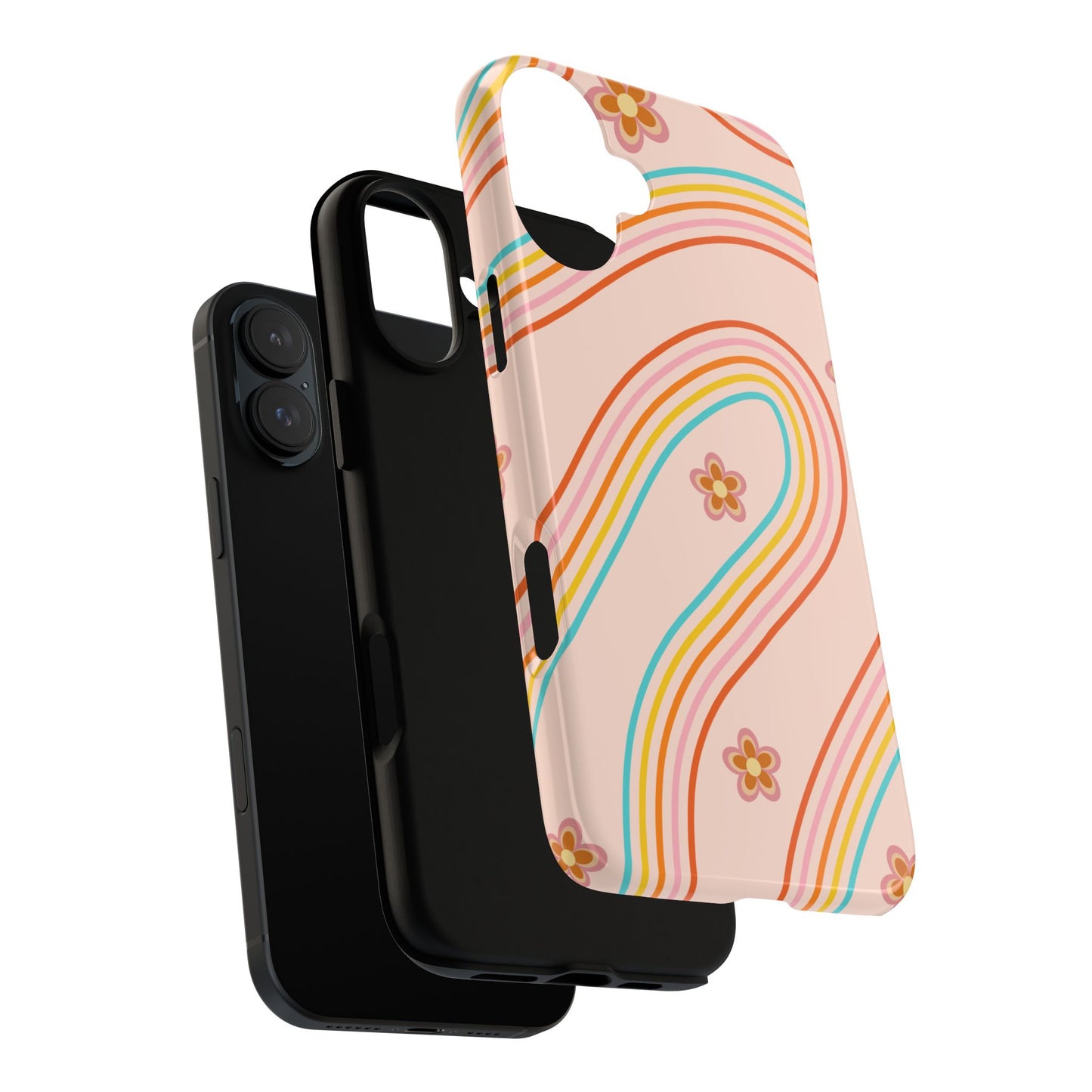 Retro Rainbow Phone Case - Tough & Stylish Floral Design