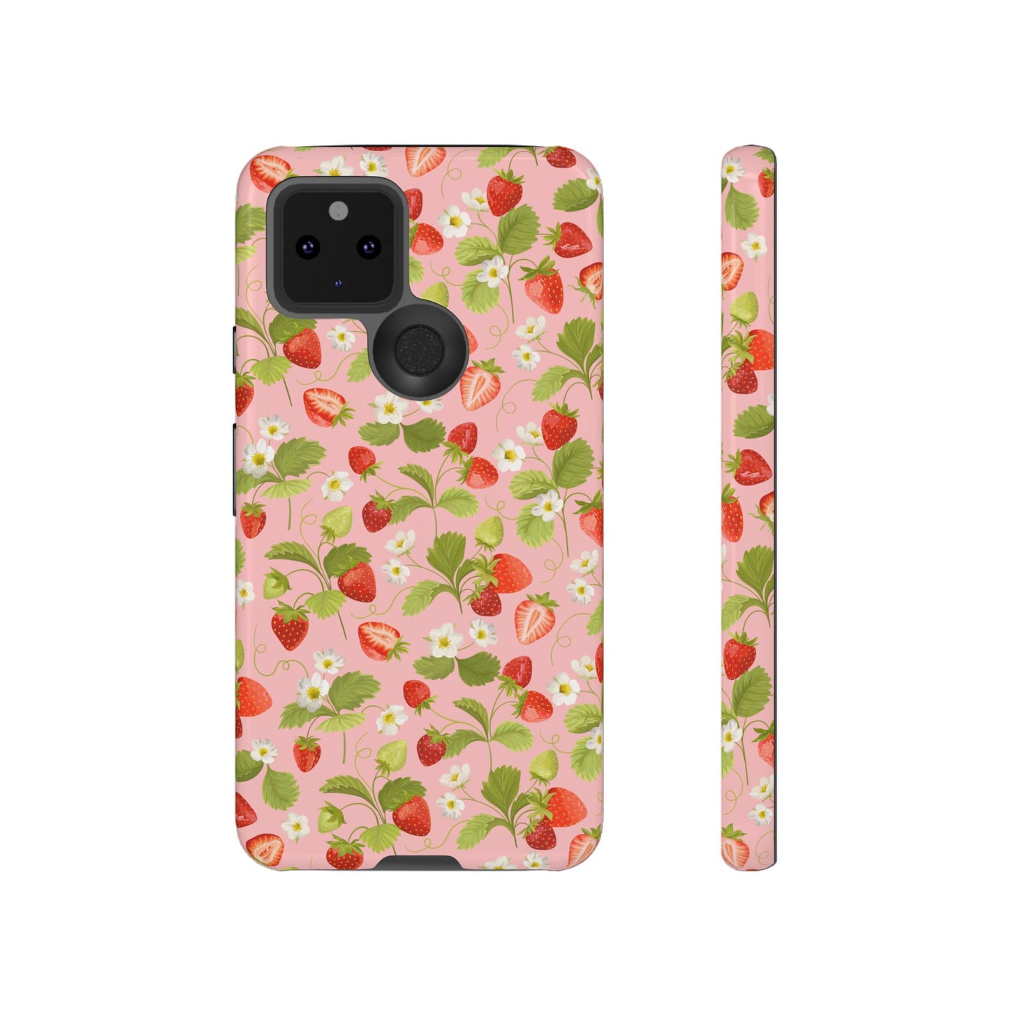 Strawberry Floral Tough Case - Cute Berry Pattern Phone Cover