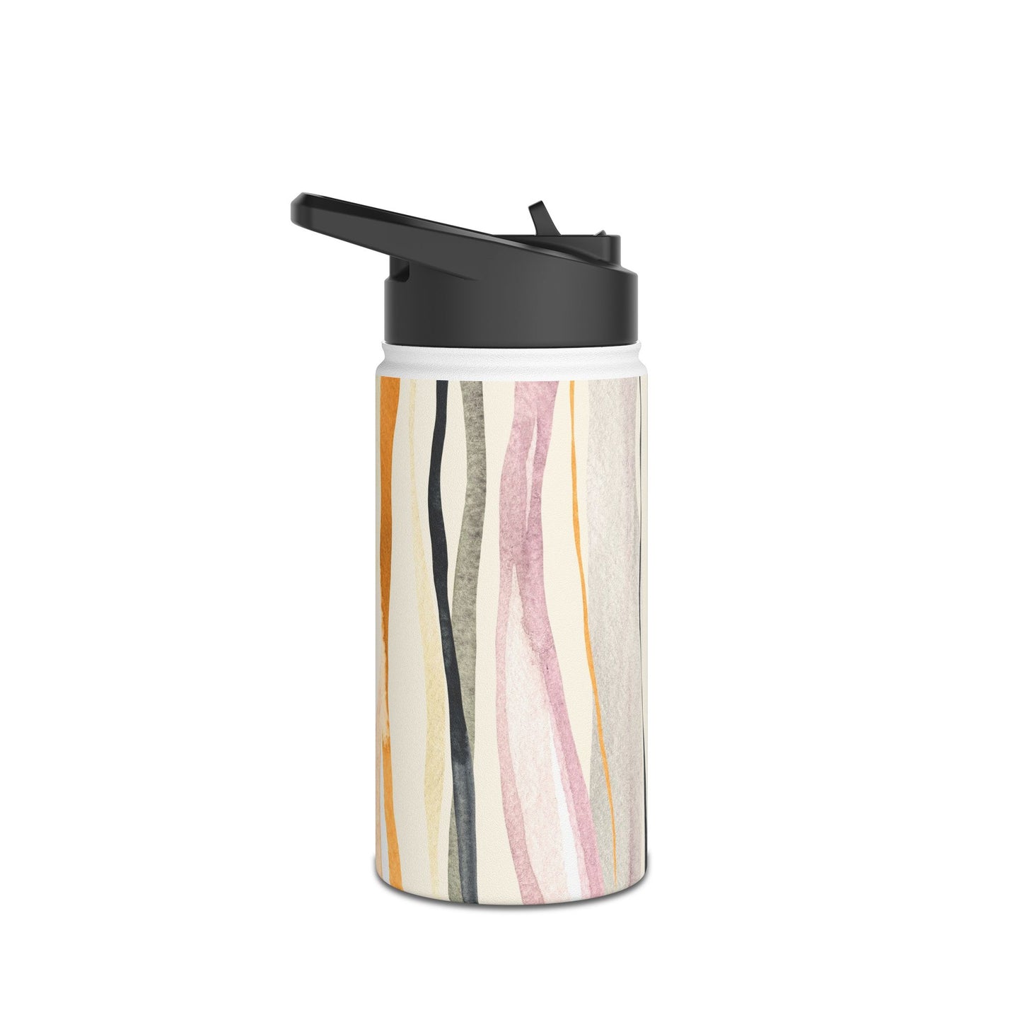 Stylish Stainless Steel Water Bottle - Artistic Striped Design