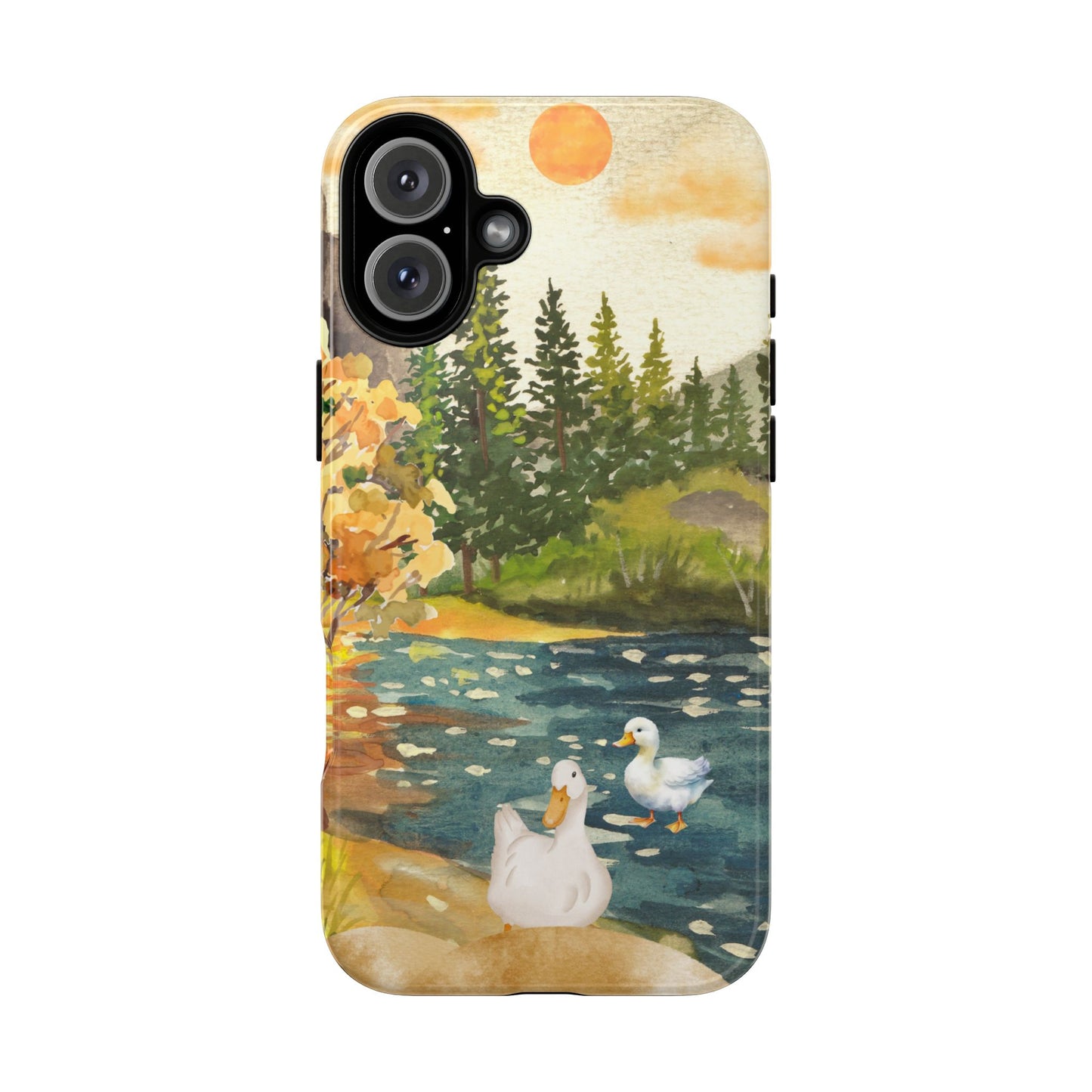 Artistic Phone Case with Ducks and Nature Scene
