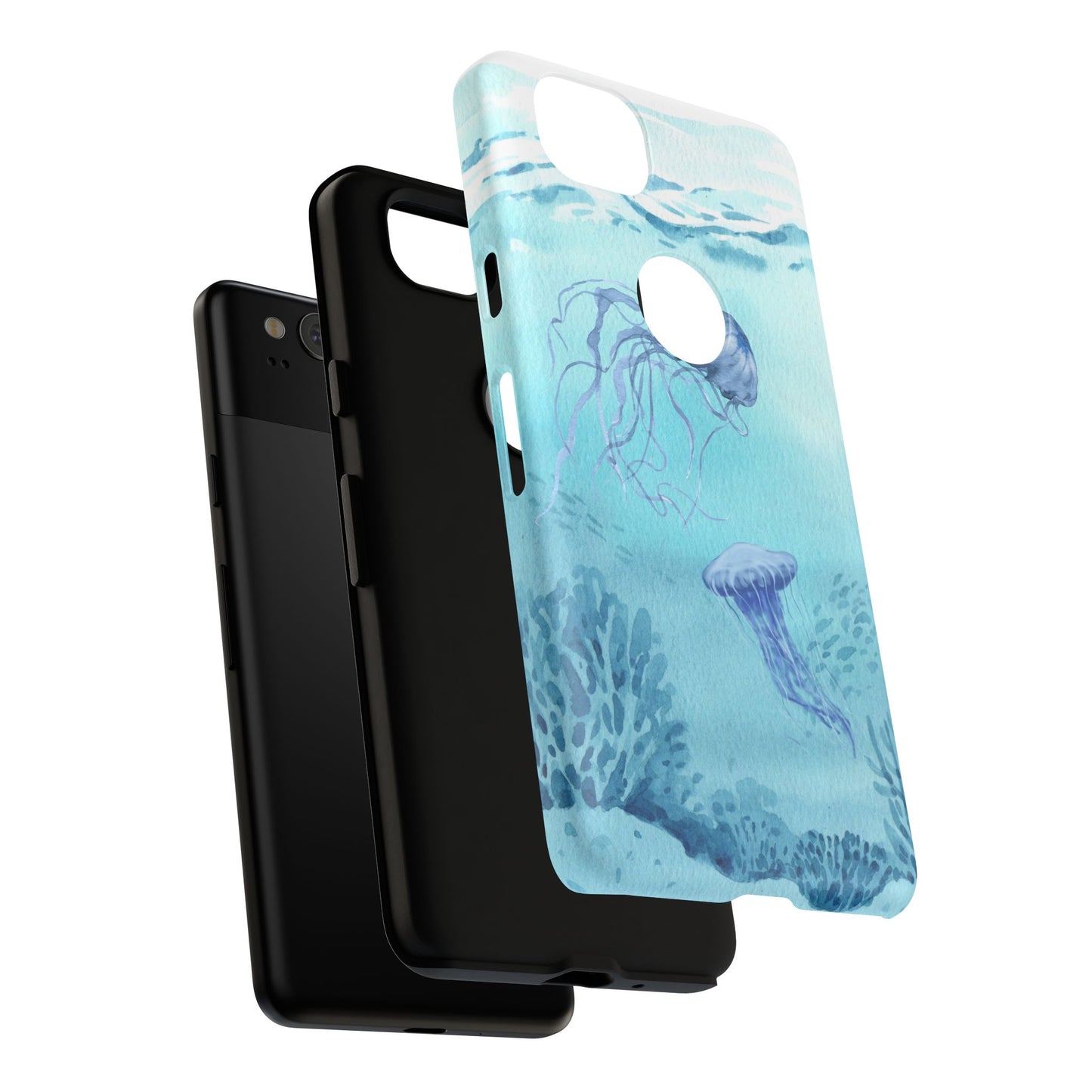 Ocean-Inspired Tough Phone Case with Jellyfish Design