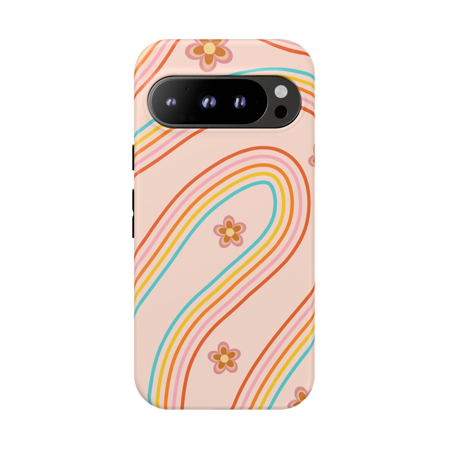 Retro Rainbow Phone Case - Tough & Stylish Floral Design