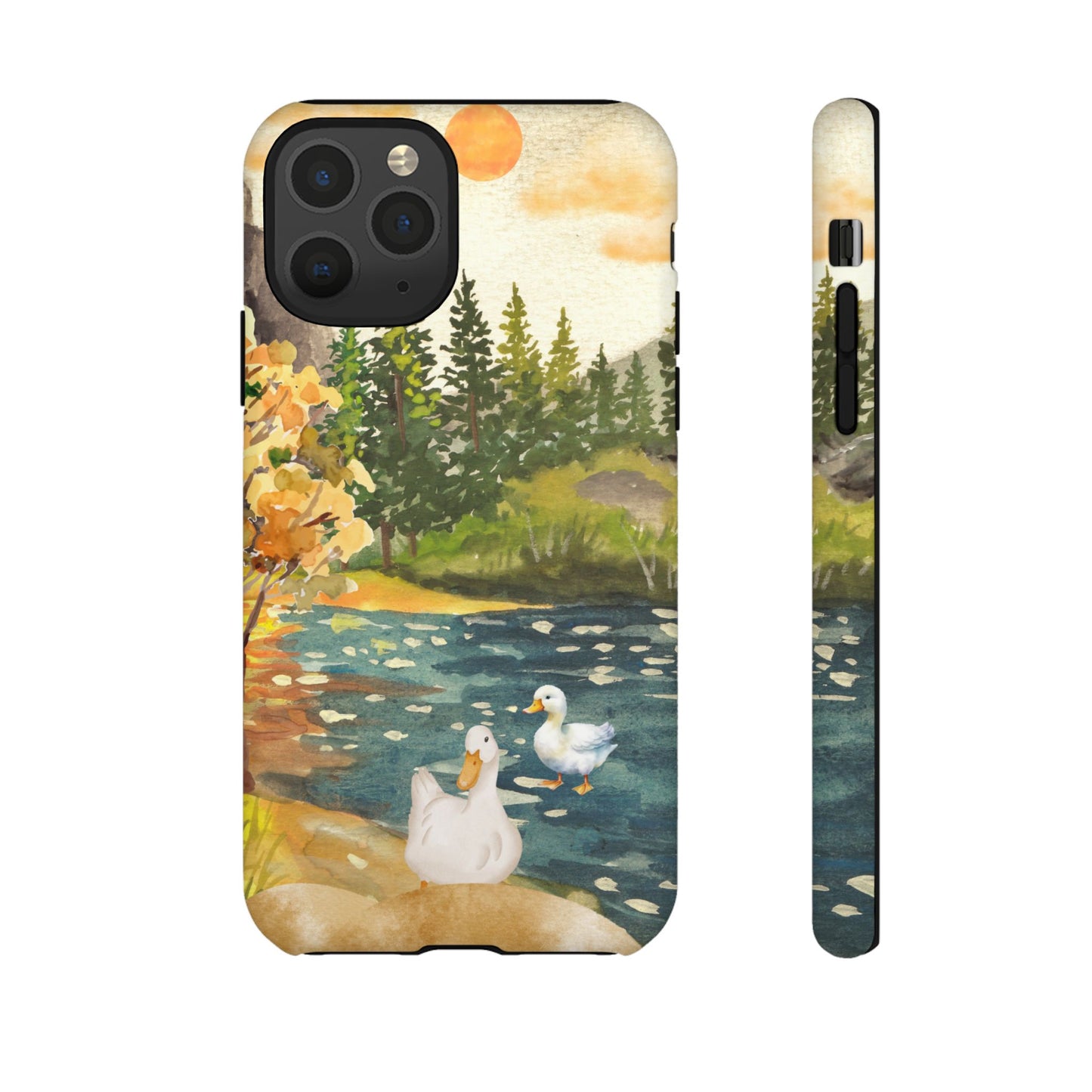 Artistic Phone Case with Ducks and Nature Scene