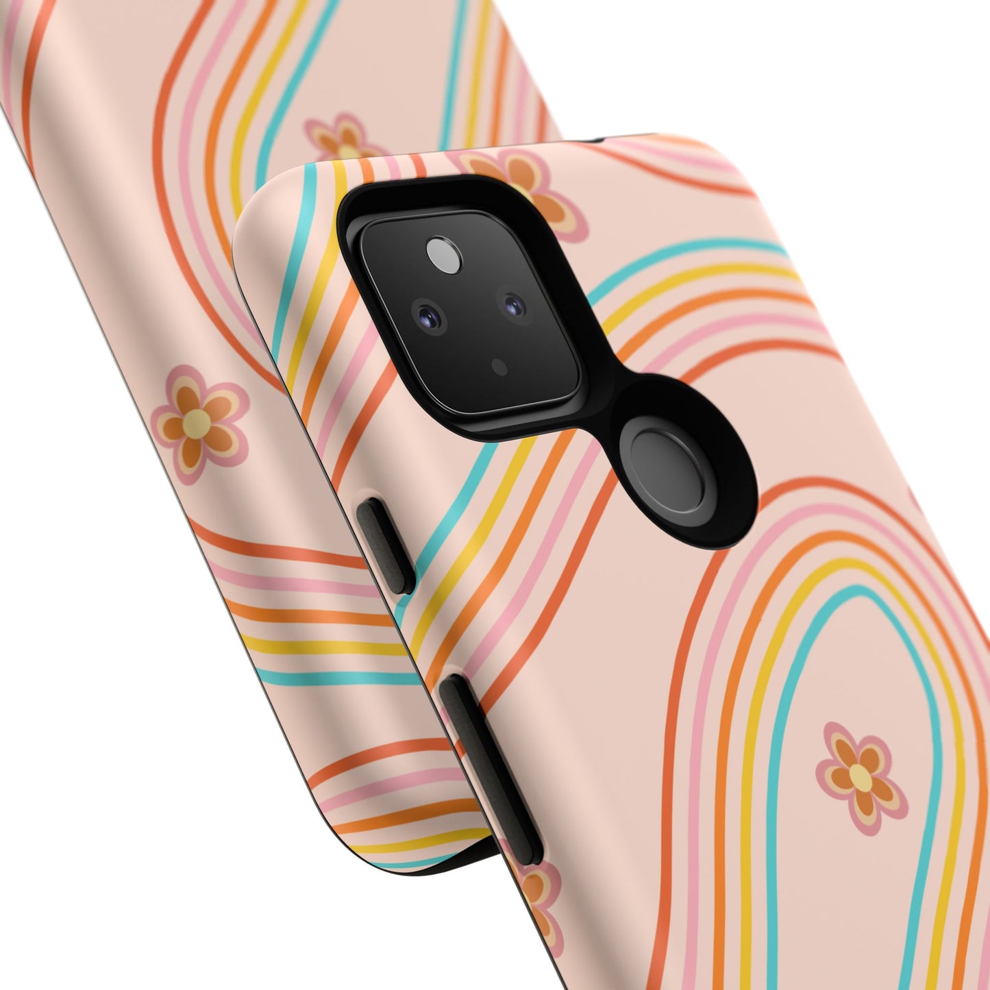 Retro Rainbow Phone Case - Tough & Stylish Floral Design