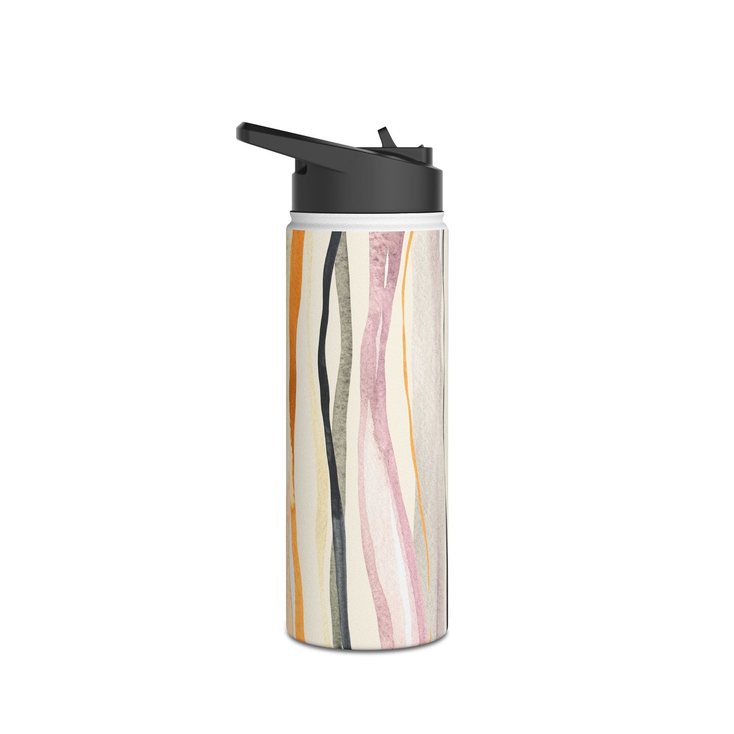 Stylish Stainless Steel Water Bottle - Artistic Striped Design