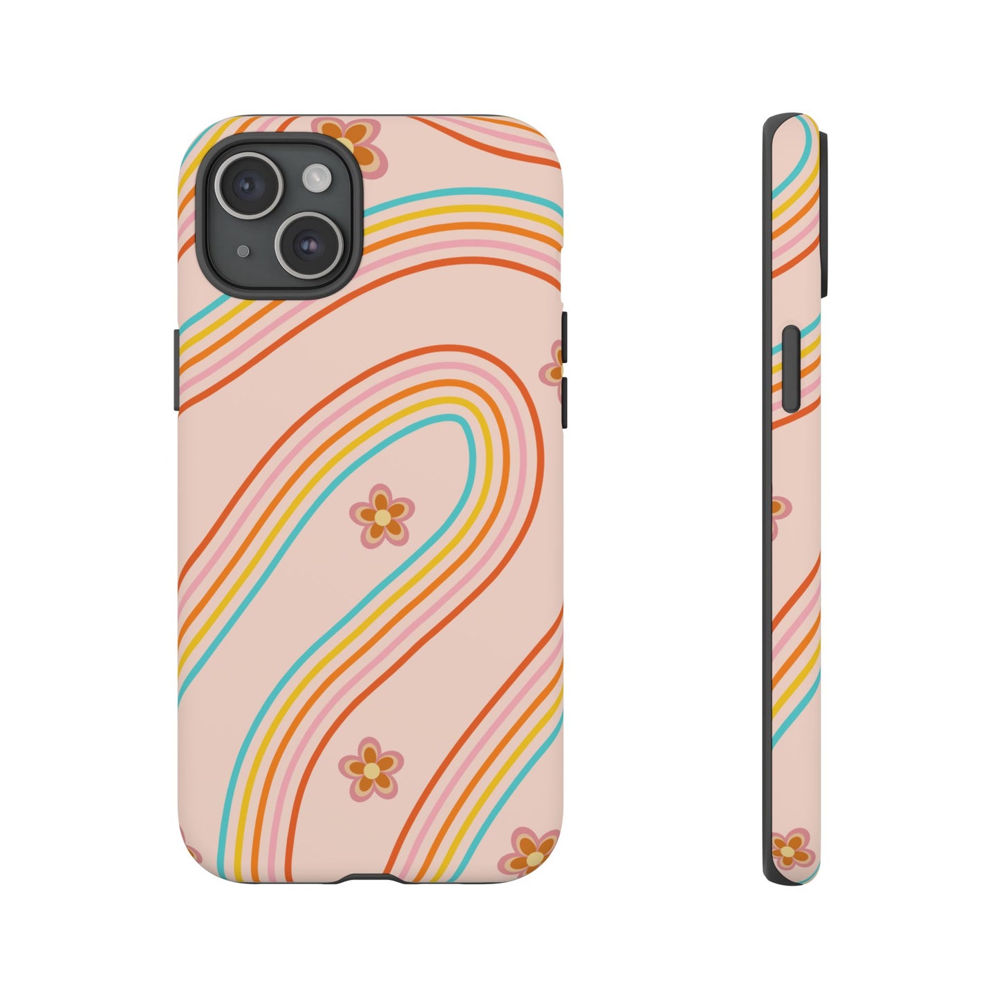 Retro Rainbow Phone Case - Tough & Stylish Floral Design