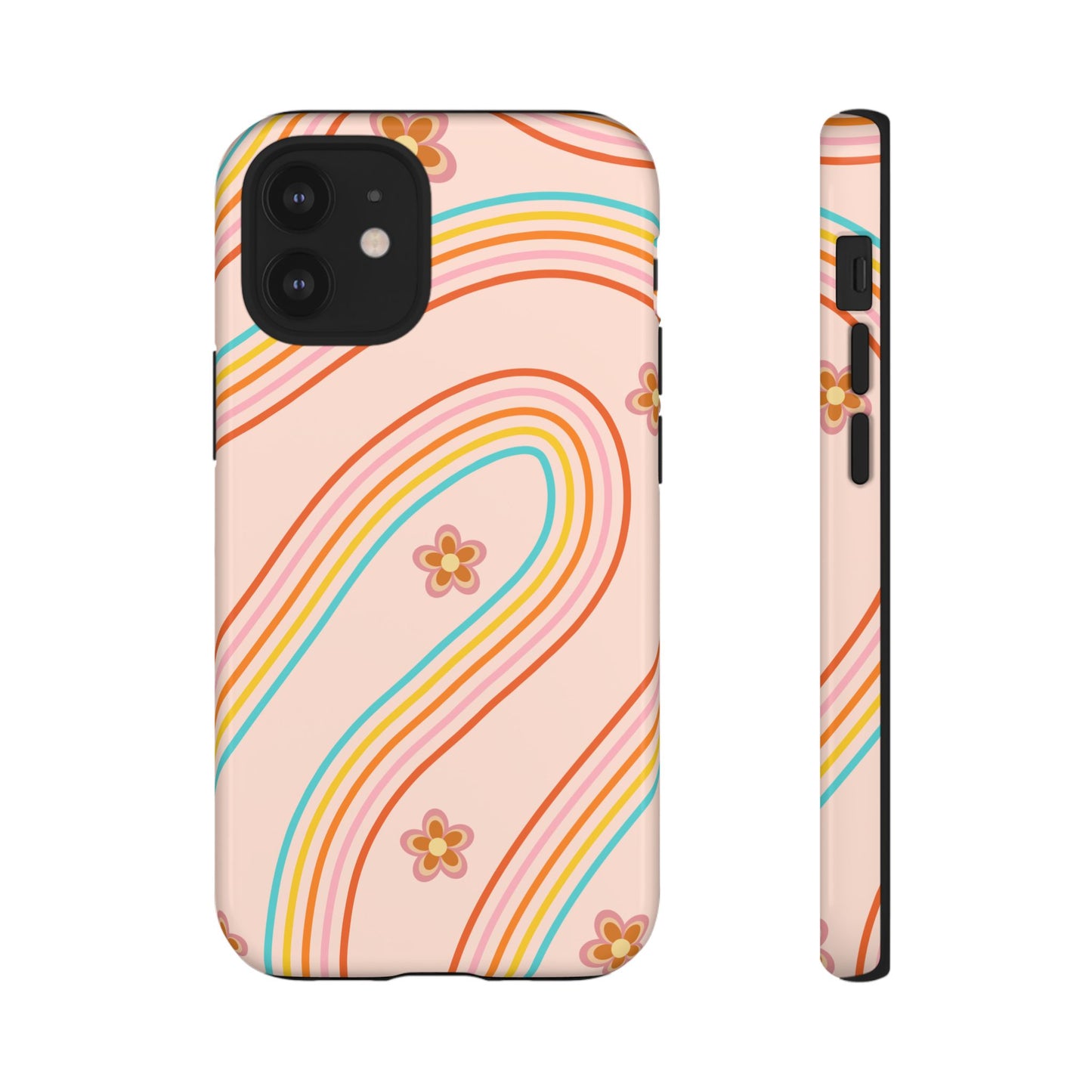 Retro Rainbow Phone Case - Tough & Stylish Floral Design