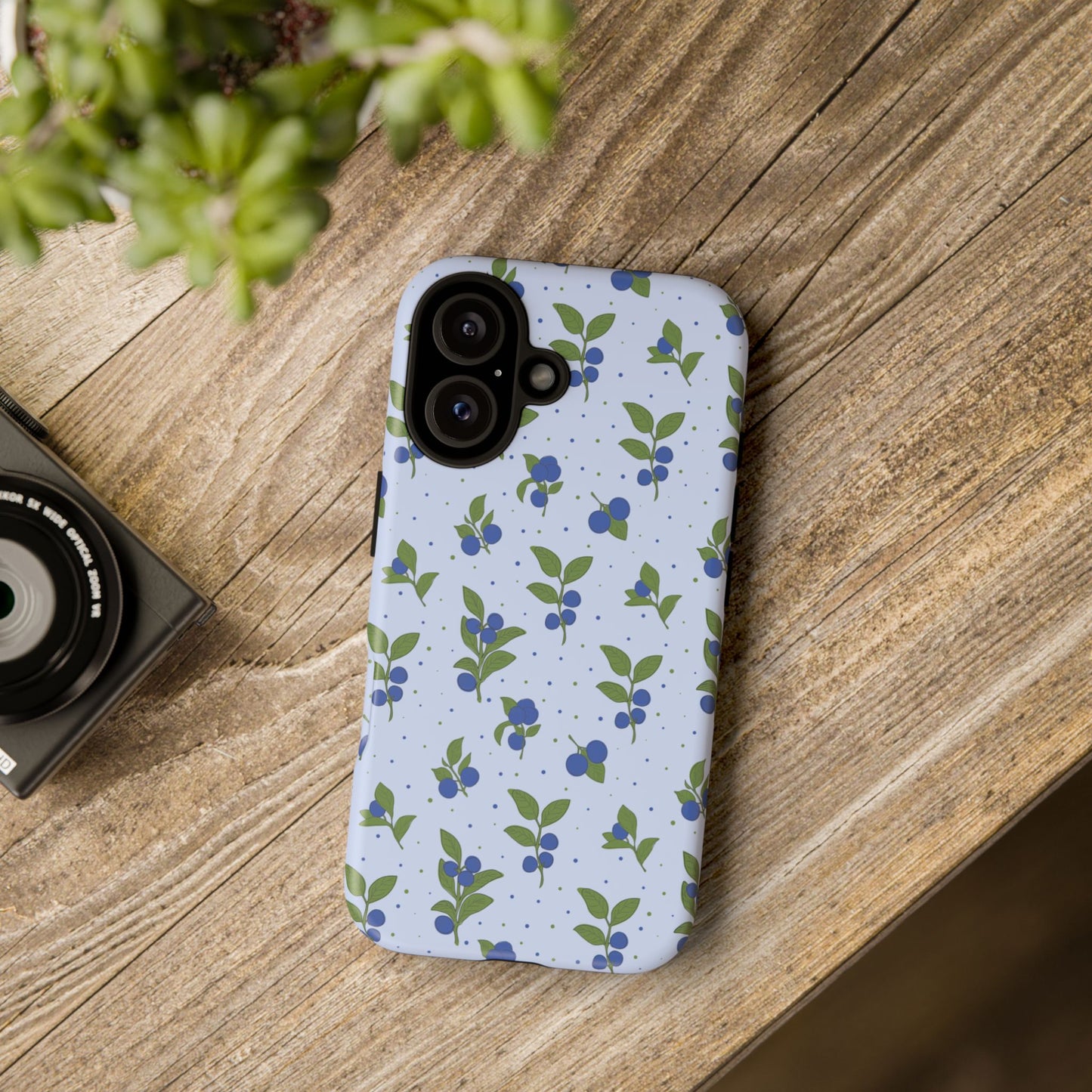 Floral Tough Phone Case - Blueberry Blossom Design