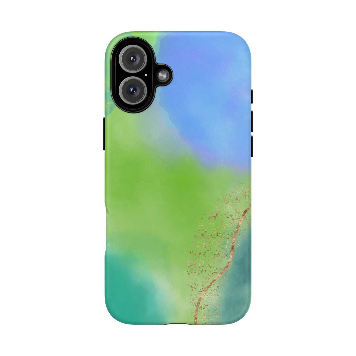Artistic Tough Phone Case – Vibrant Green and Blue Abstract Design