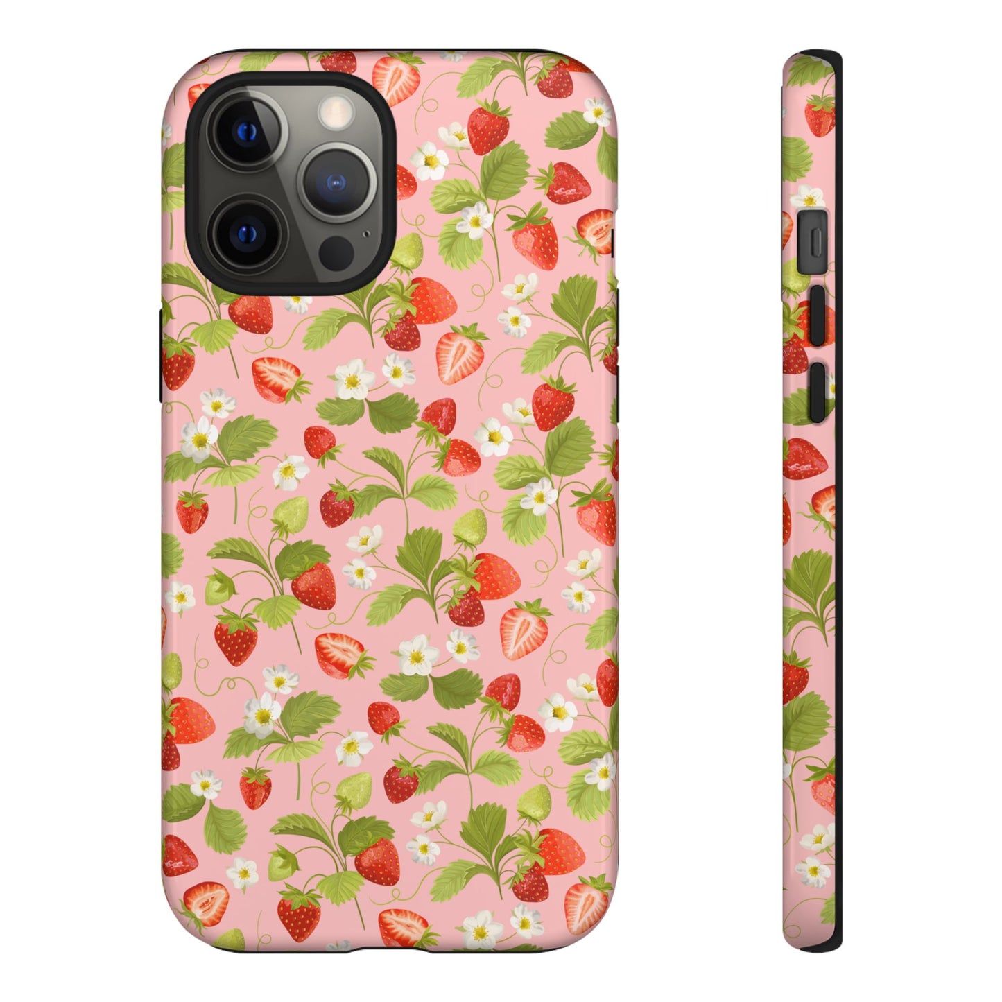Strawberry Floral Tough Case - Cute Berry Pattern Phone Cover