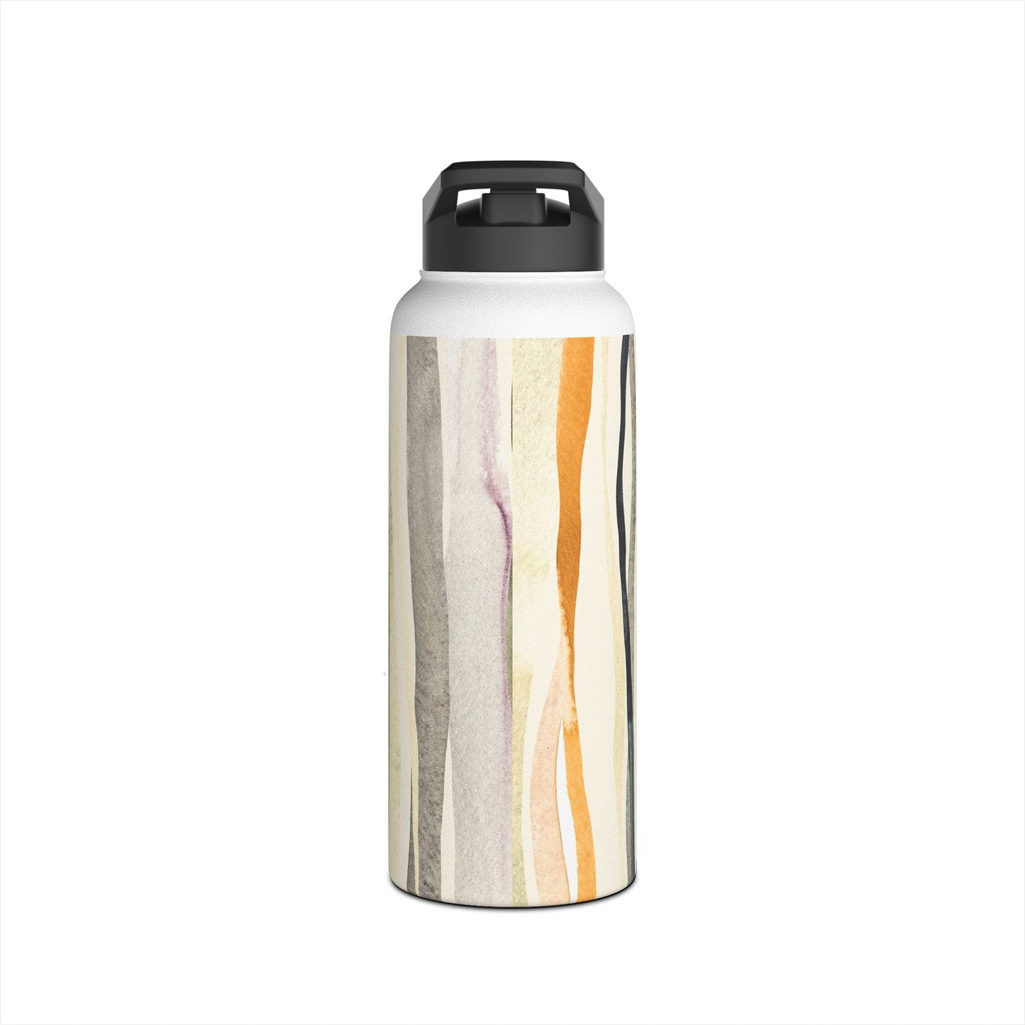 Stylish Stainless Steel Water Bottle - Artistic Striped Design