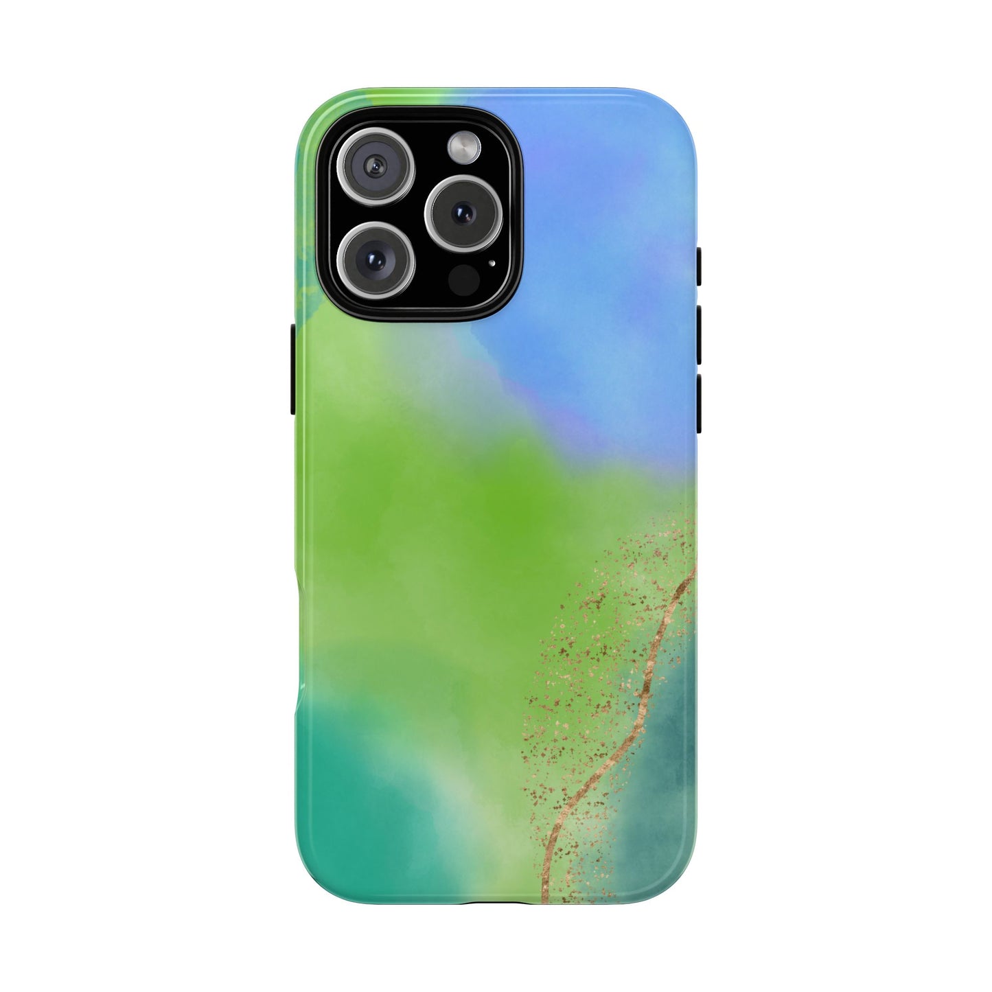 Artistic Tough Phone Case – Vibrant Green and Blue Abstract Design