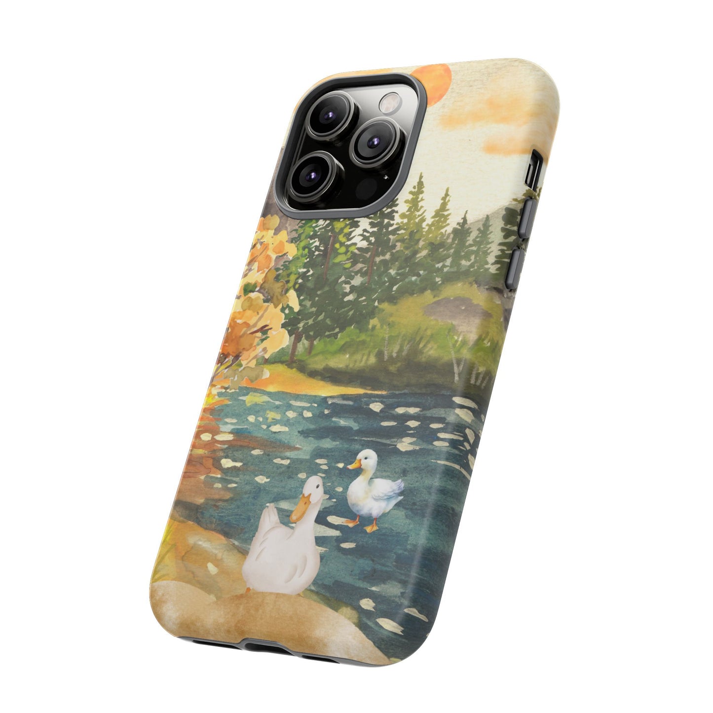 Artistic Phone Case with Ducks and Nature Scene