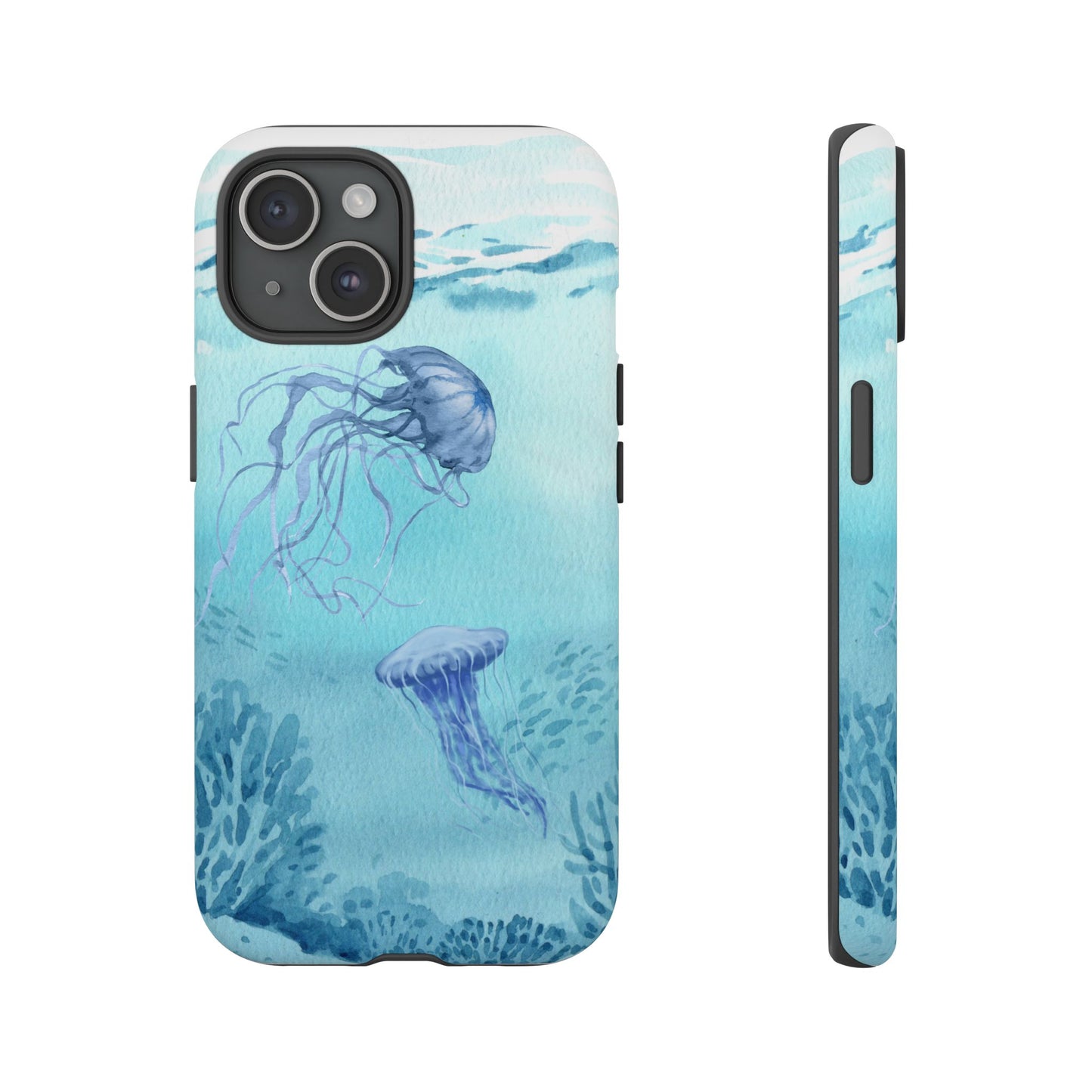 Ocean-Inspired Tough Phone Case with Jellyfish Design