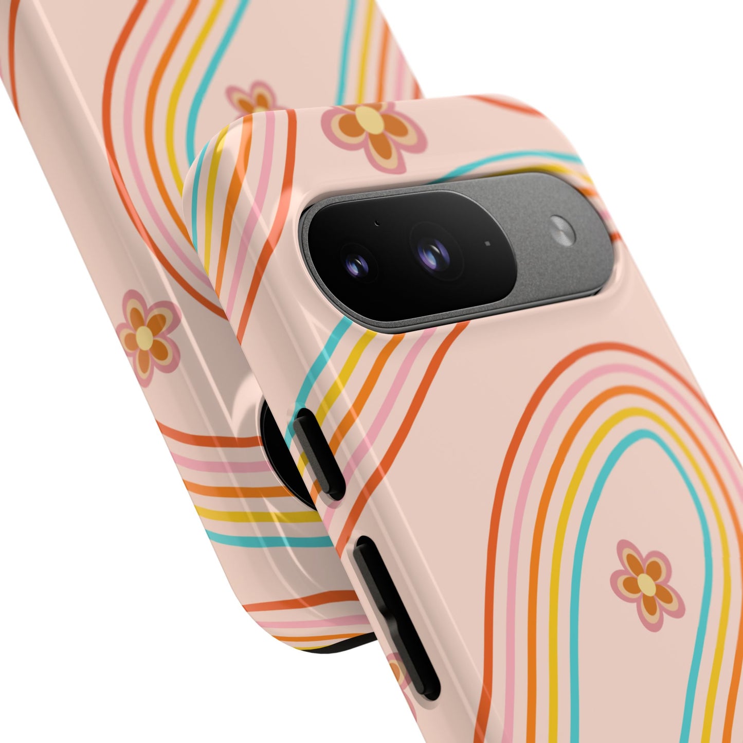 Retro Rainbow Phone Case - Tough & Stylish Floral Design