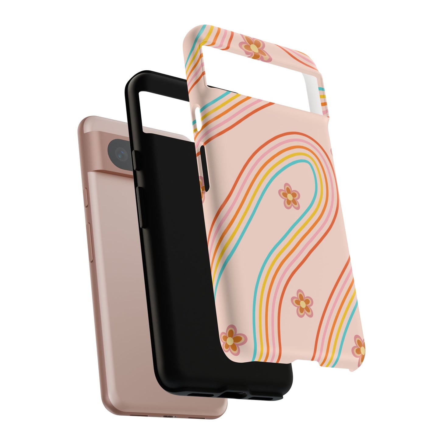 Retro Rainbow Phone Case - Tough & Stylish Floral Design