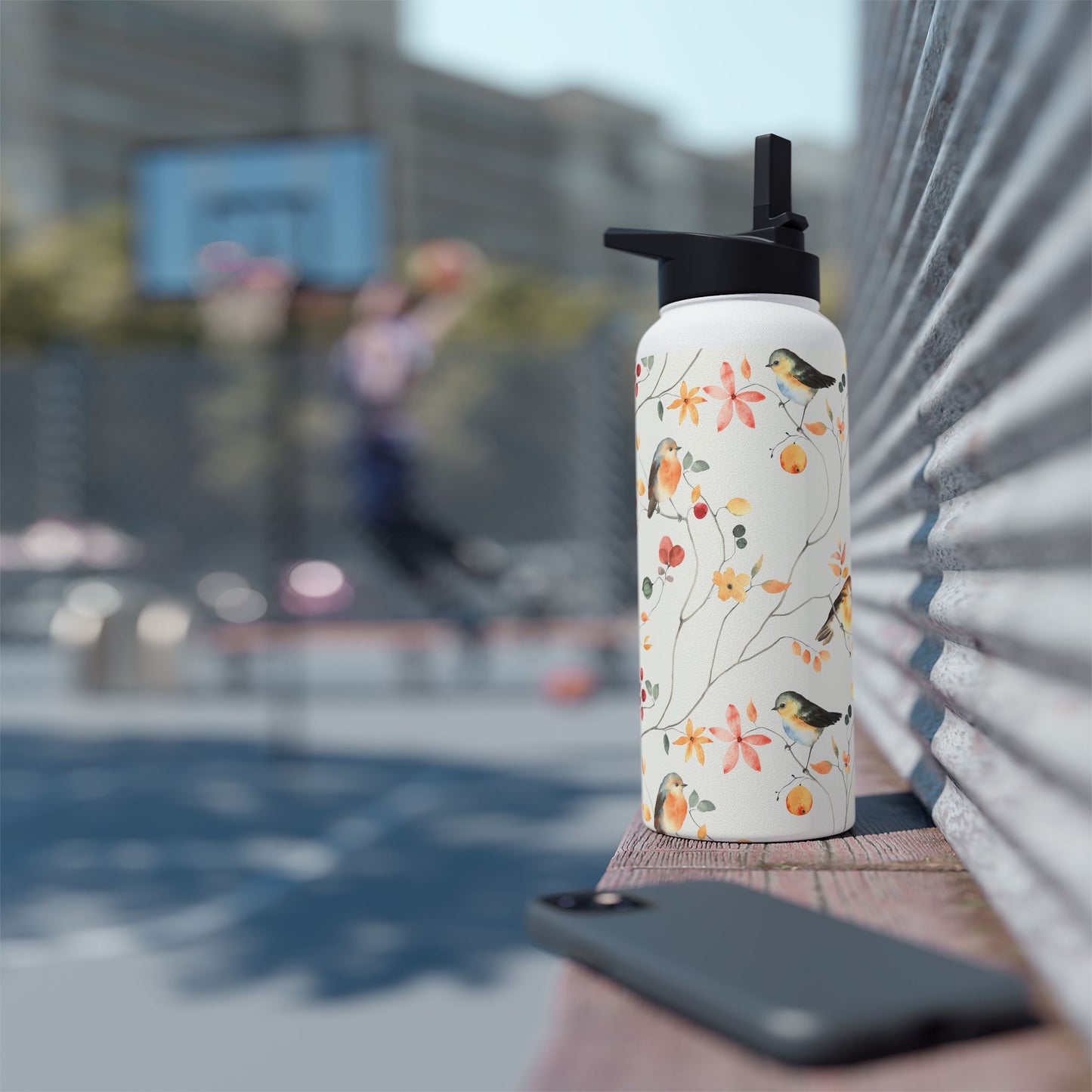 Stainless Steel Water Bottle, Standard Lid - Birds