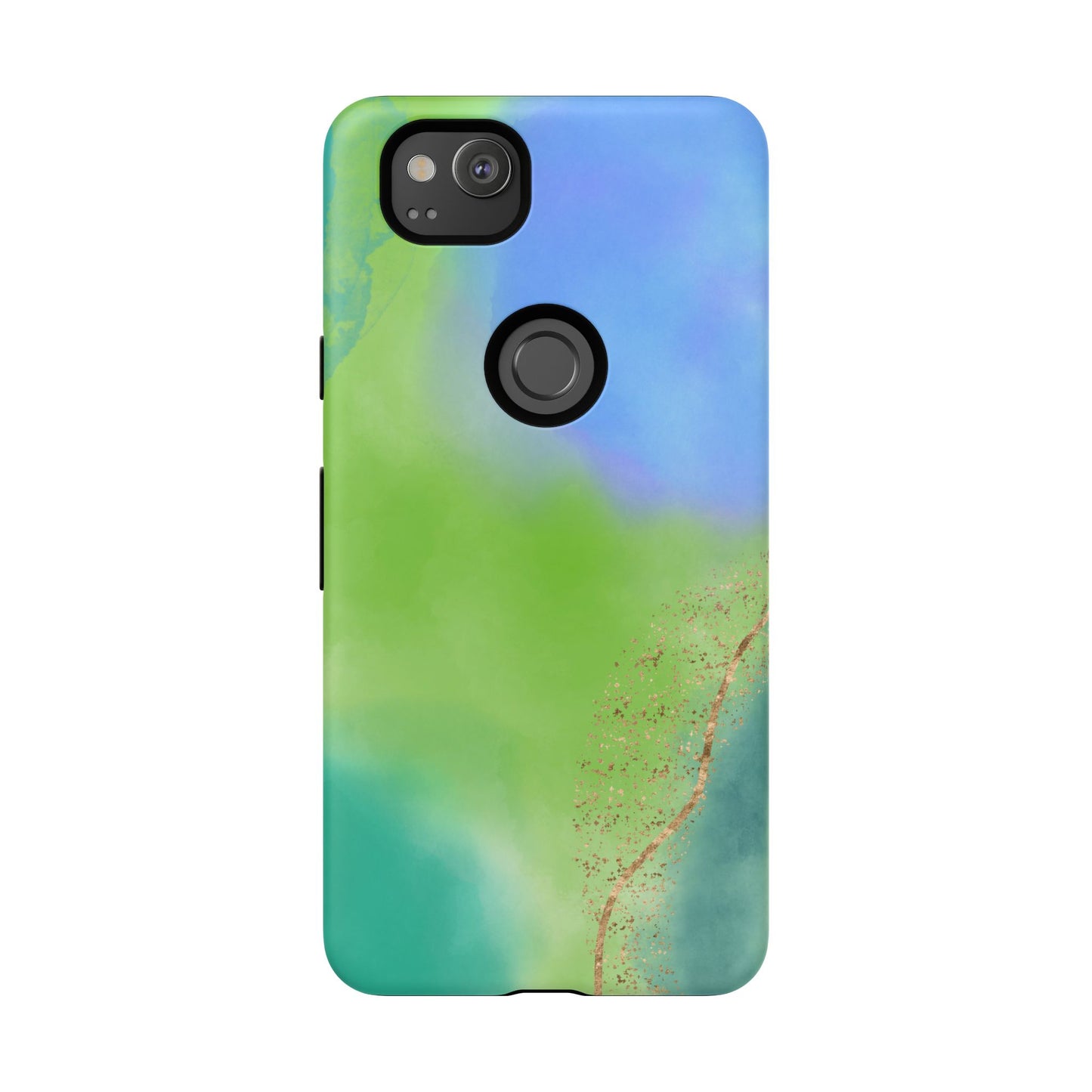 Artistic Tough Phone Case – Vibrant Green and Blue Abstract Design