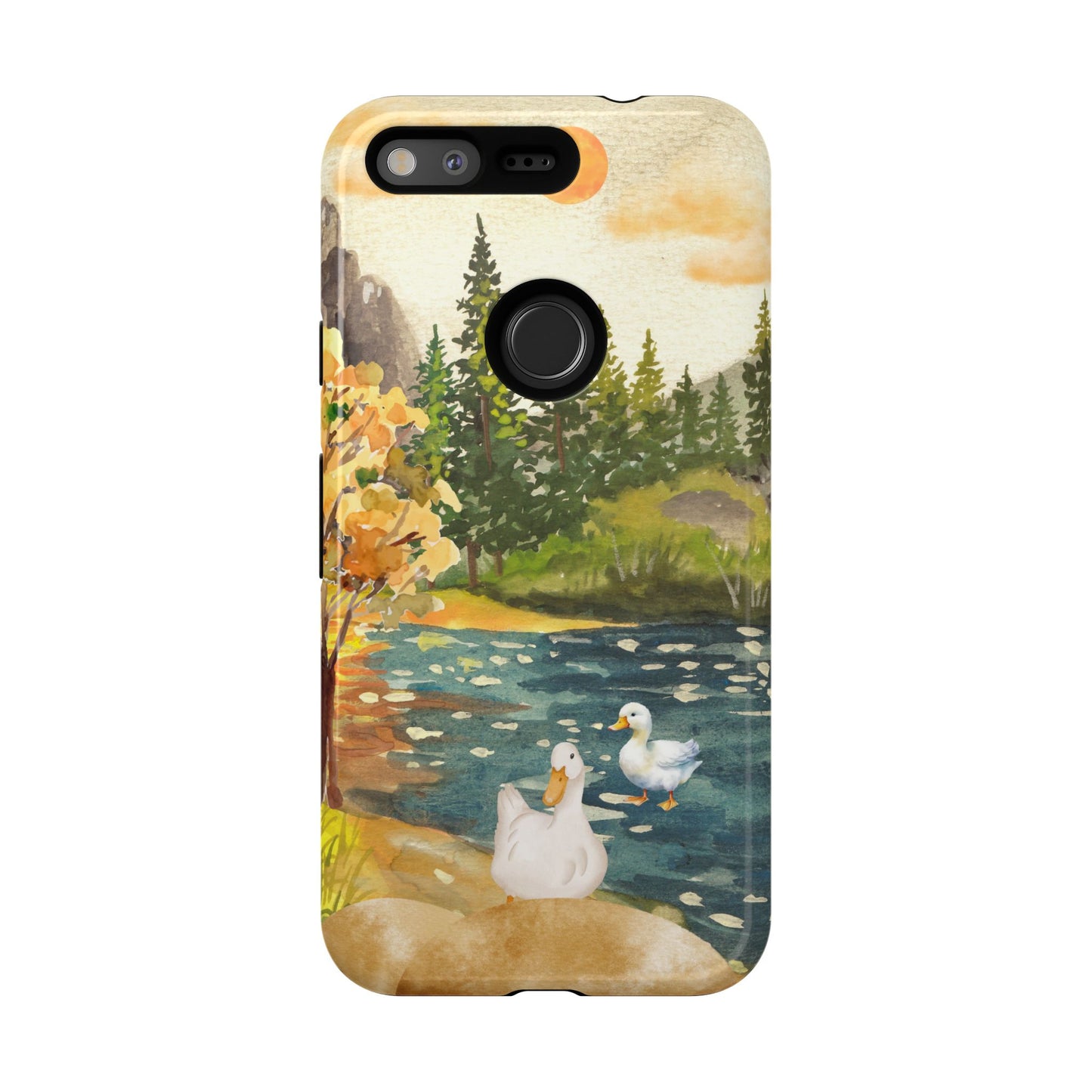 Artistic Phone Case with Ducks and Nature Scene