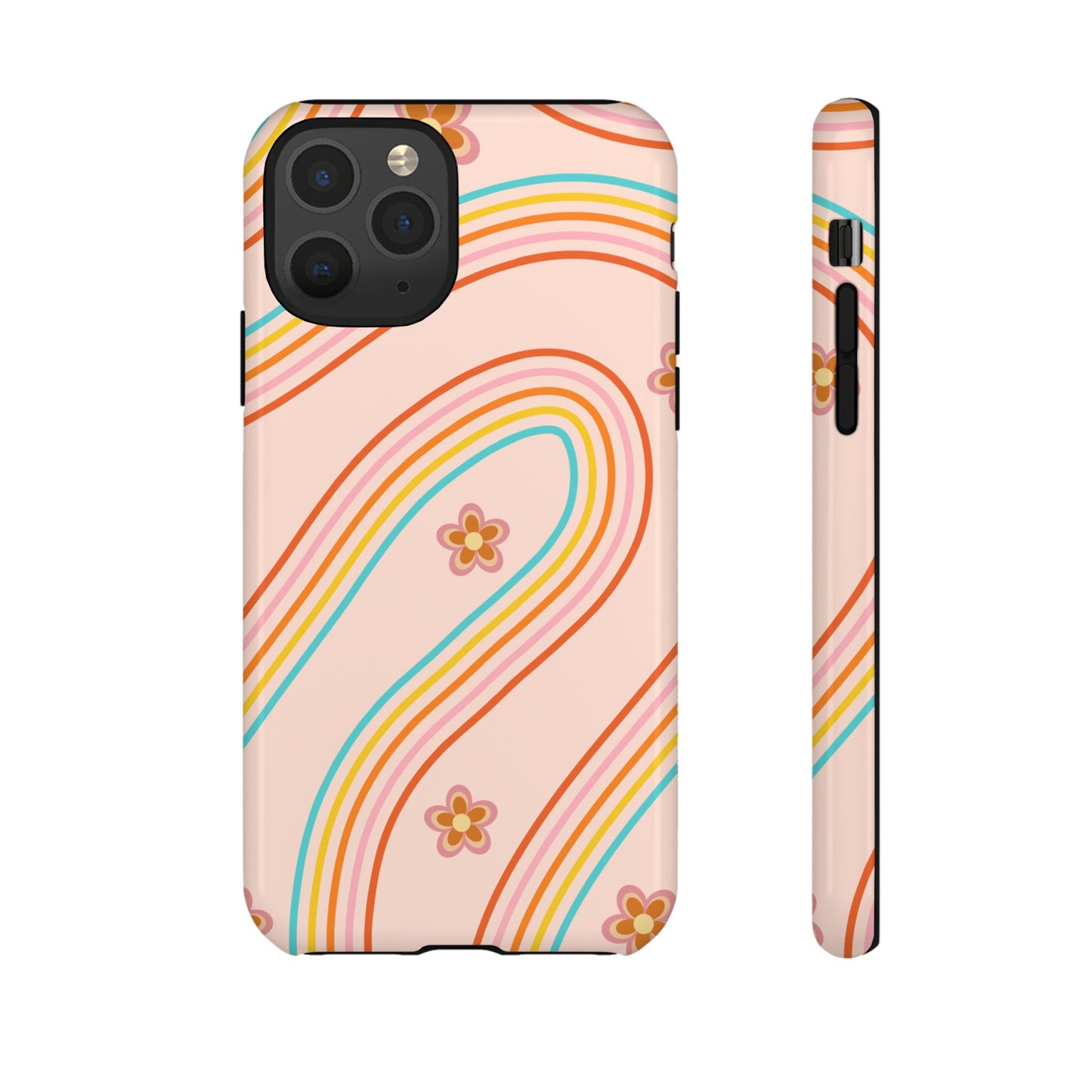 Retro Rainbow Phone Case - Tough & Stylish Floral Design